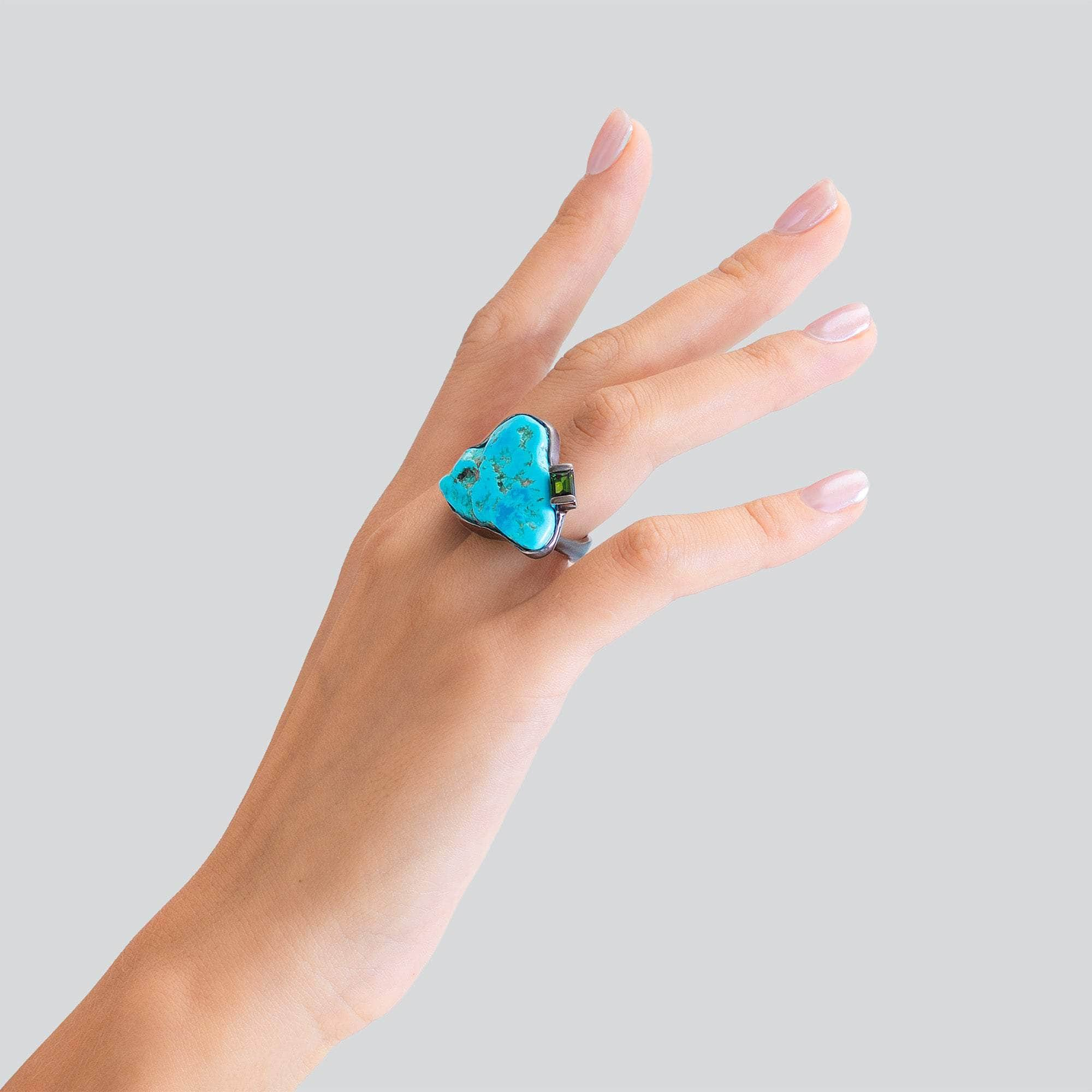 Himmel Rough Turquoise and Tourmaline Ring GERMAN KABIRSKI