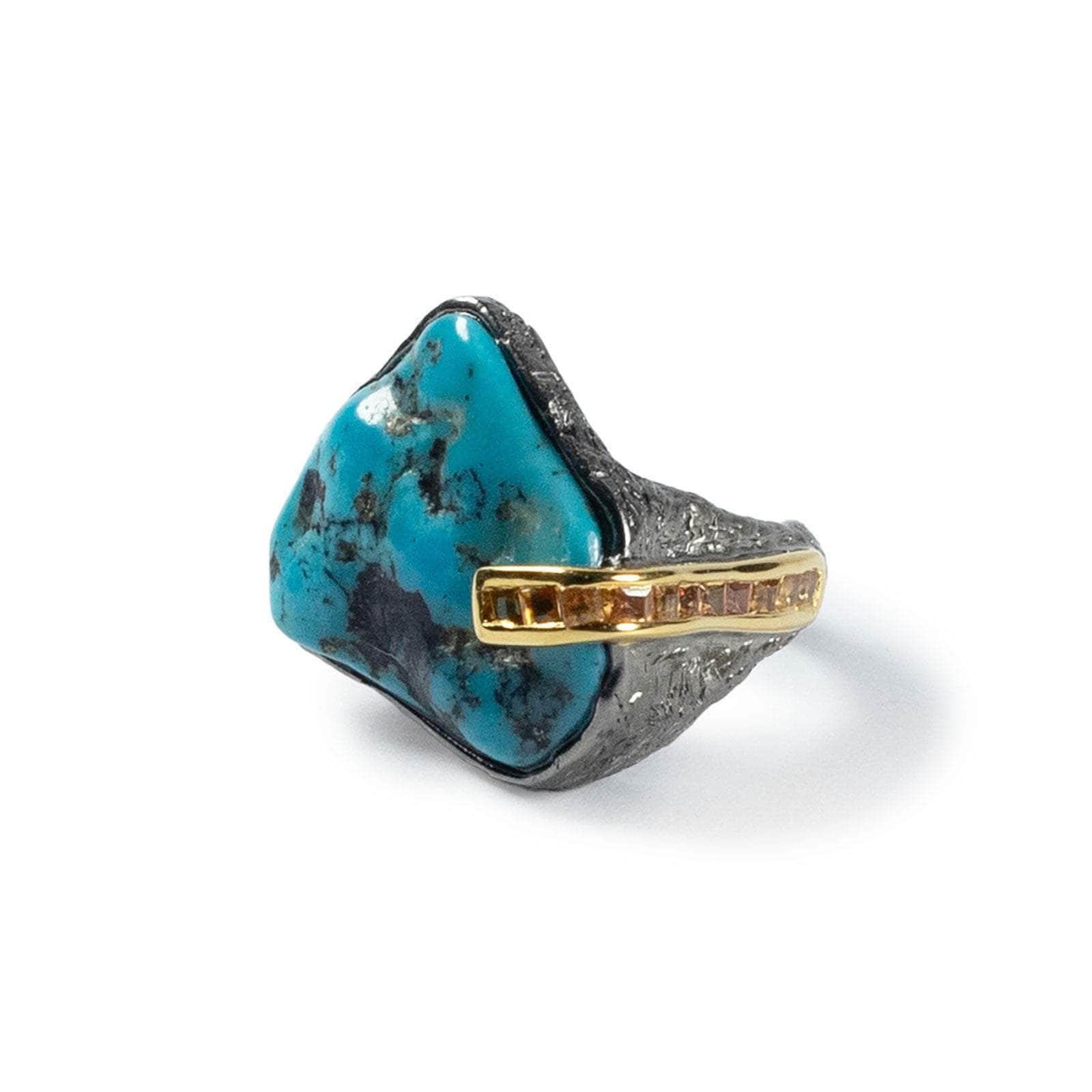 Sora Rough Turquoise and Sapphire Ring