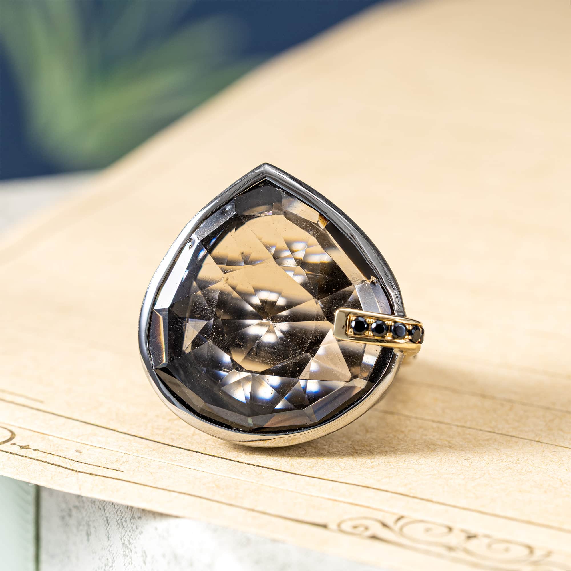 Nexor Singular Edition Sterling Silver Ring With Smoky Quartz & Black Spinel