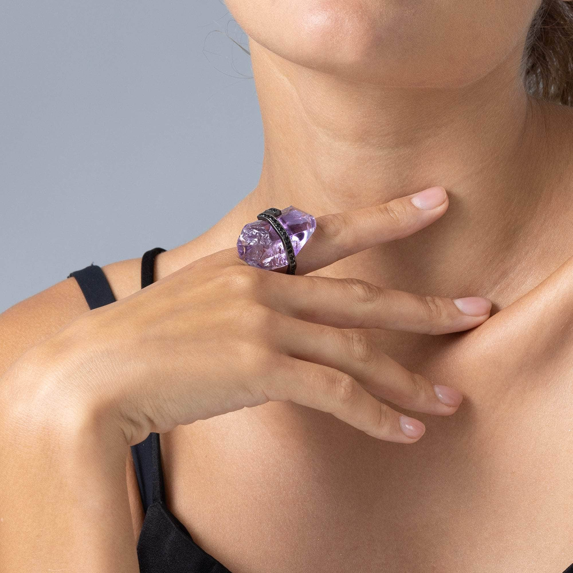 Porffor Rough Amethyst and Spinel Ring GERMAN KABIRSKI