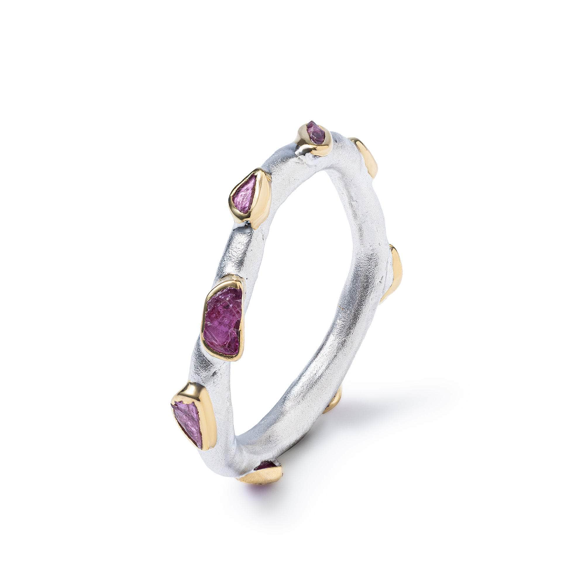 Qhude Singular Edition Raw Ruby Ring in Sterling Silver