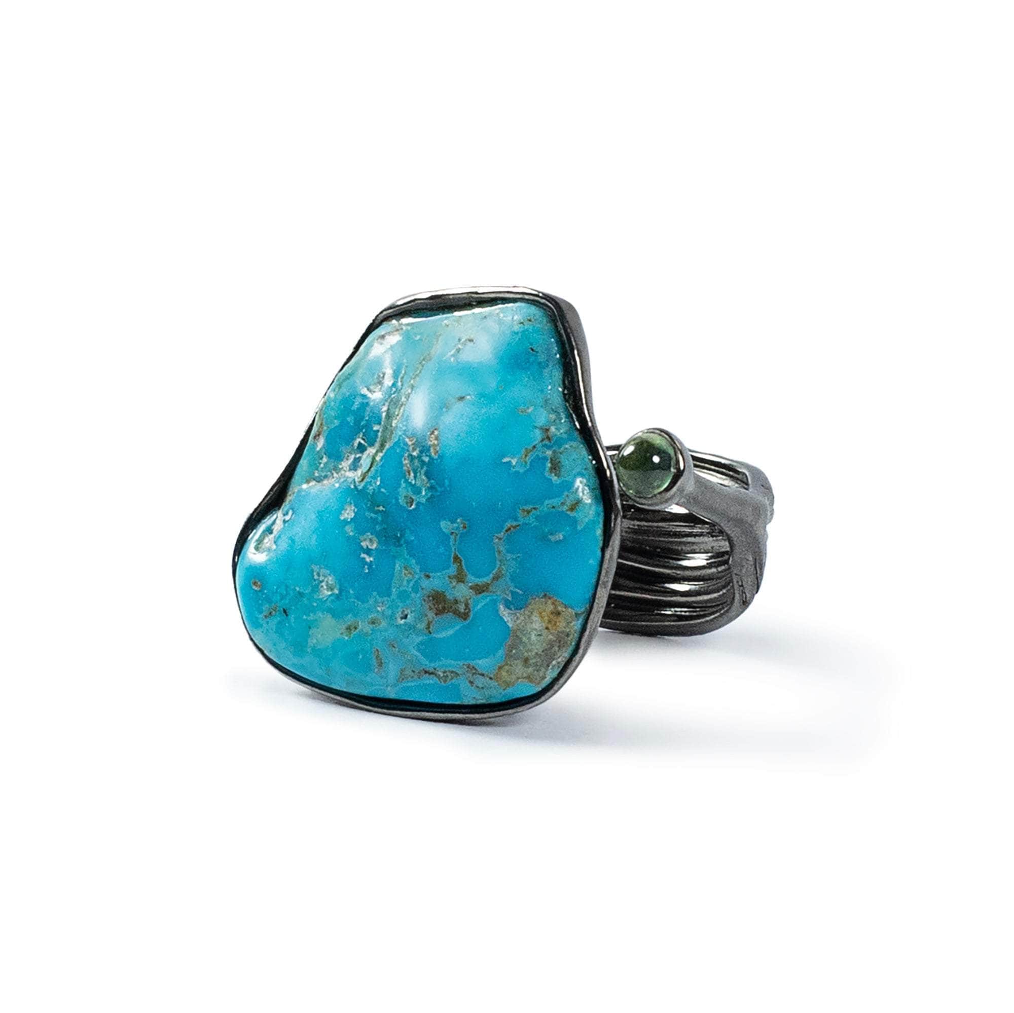 Ciel Rough Turquoise and Sapphire Ring