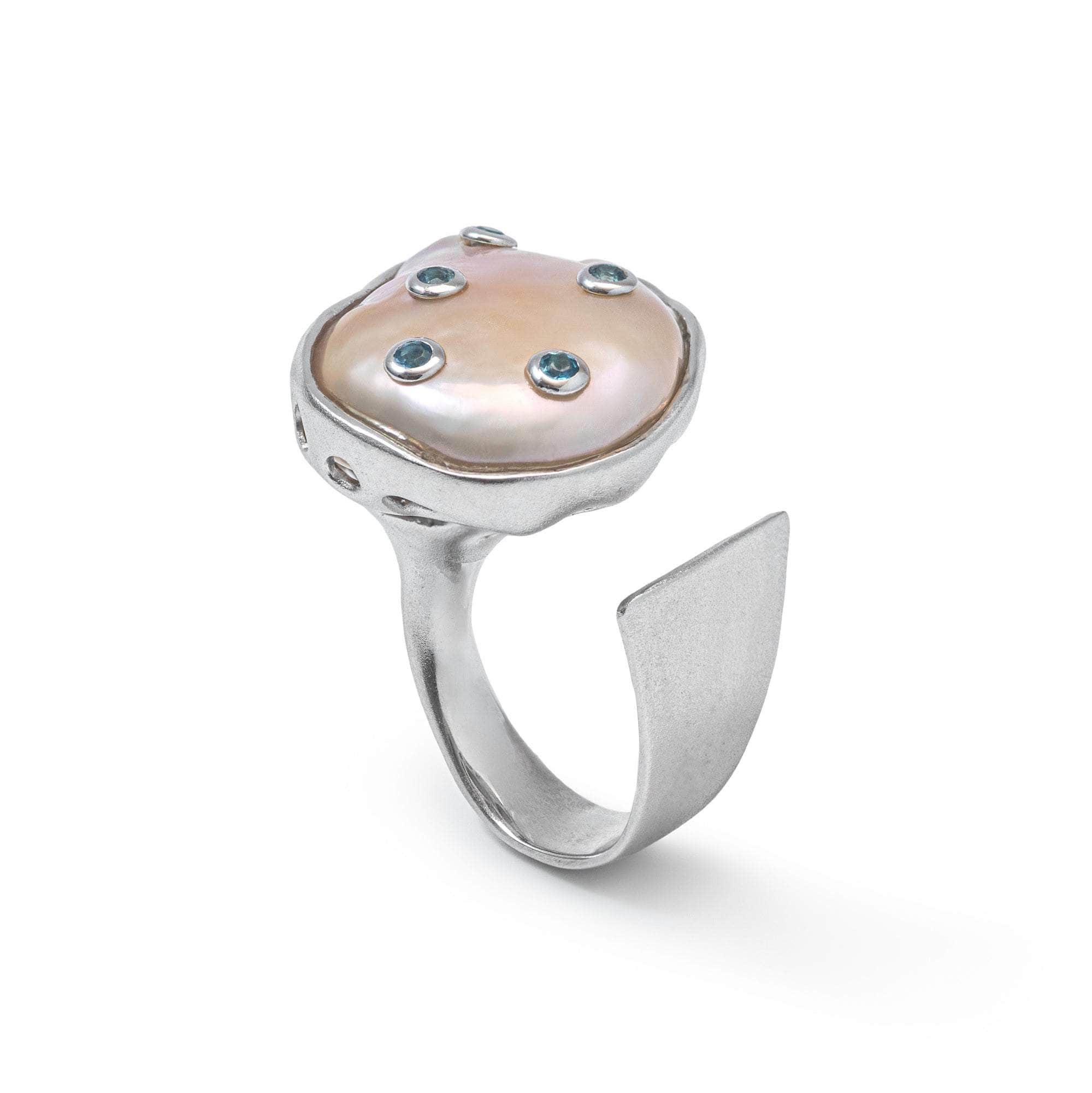 Othan Baroque Pearl and London Blue Topaz Ring GERMAN KABIRSKI