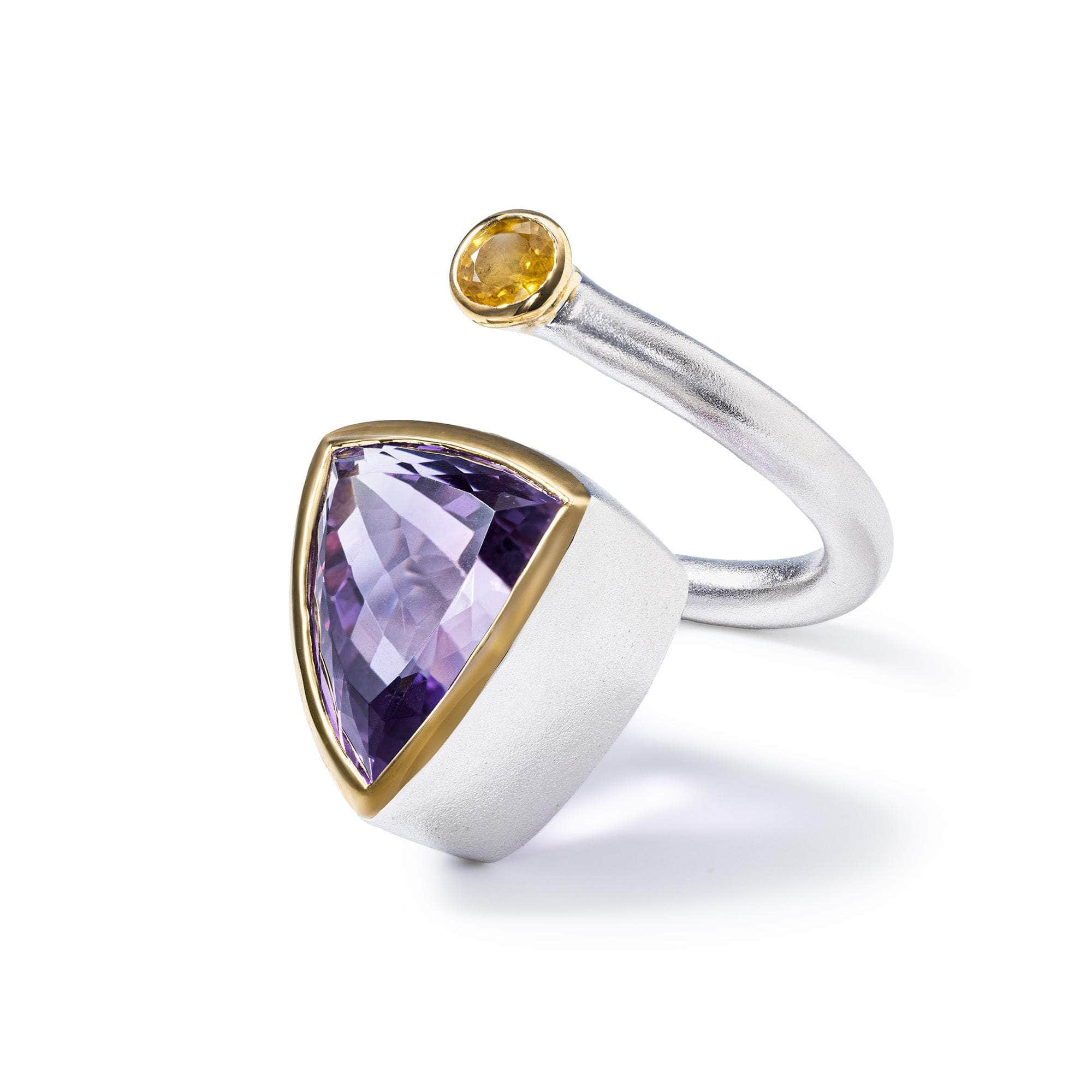 Viol Singular Edition Open Band Ring with Amethyst & Yellow Sapphire