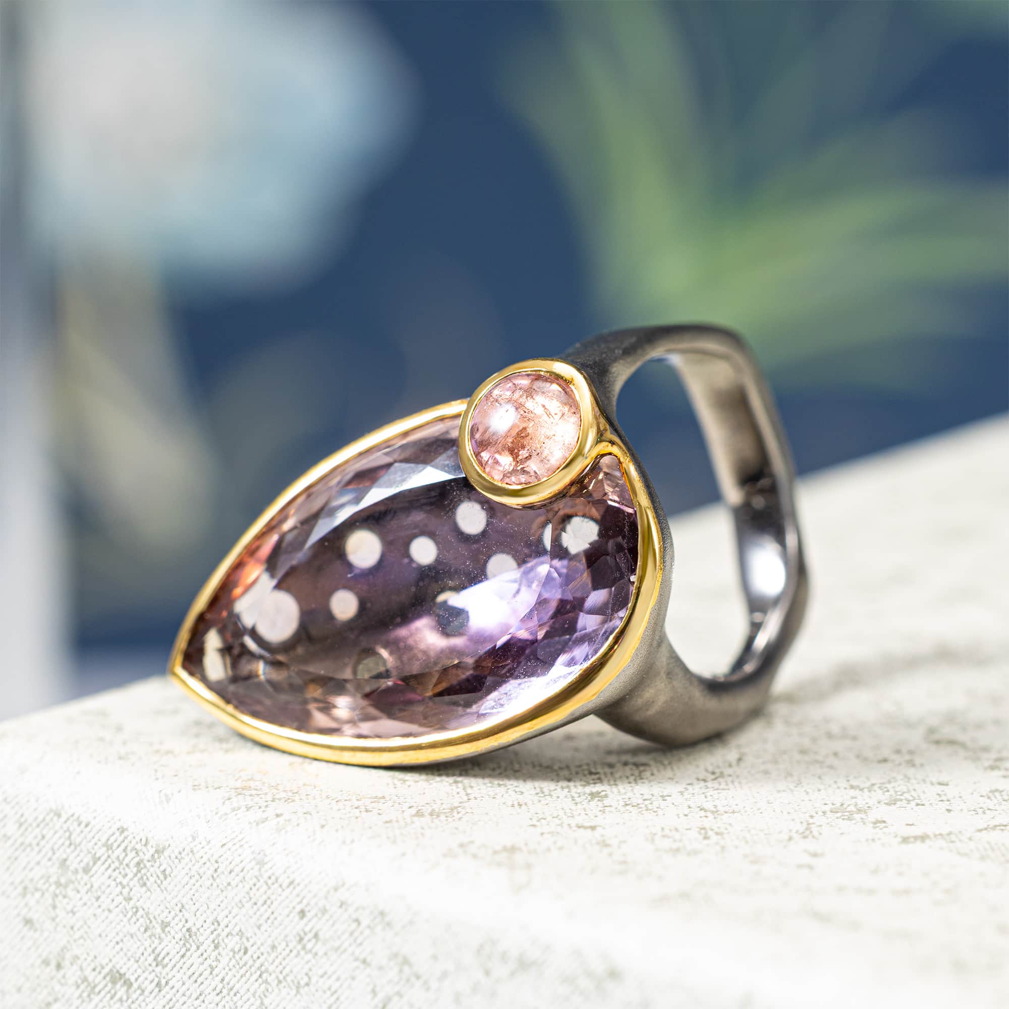 Roxa Singular Edition Sterling Silver Ring With Ametrine & Pink Tourmaline