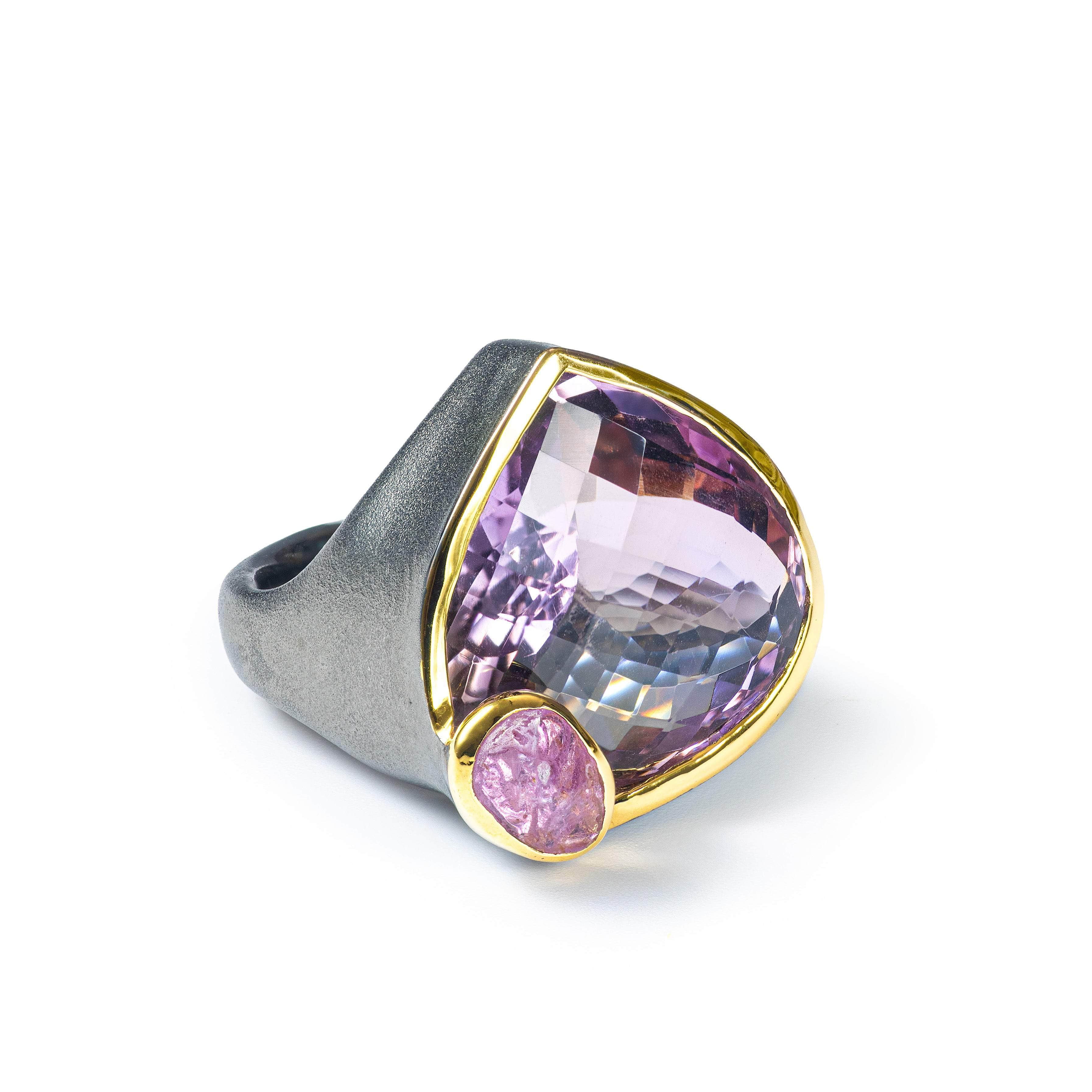 Helder Ametrine and Rough Ruby Ring GERMAN KABIRSKI