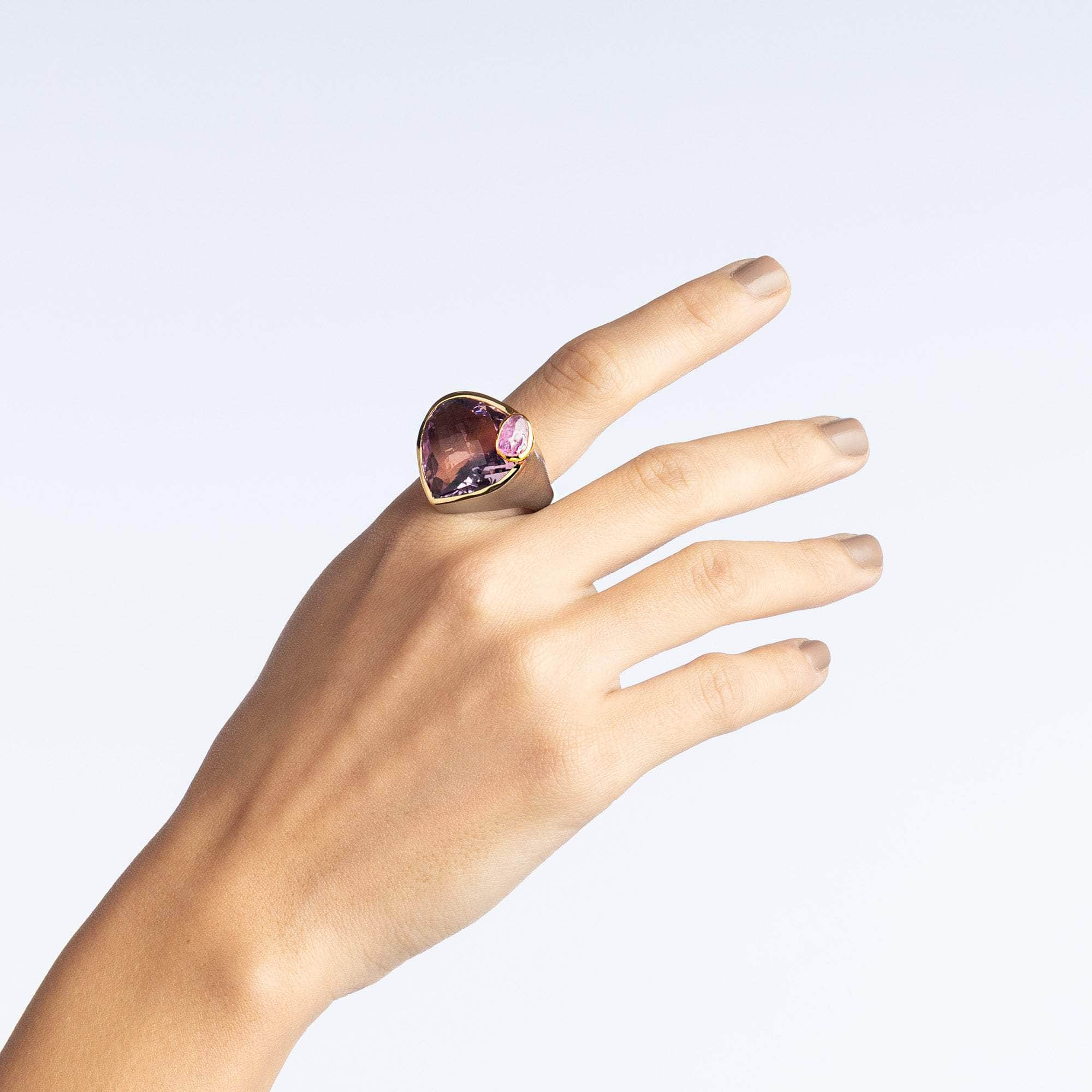 Helder Ametrine and Rough Ruby Ring GERMAN KABIRSKI