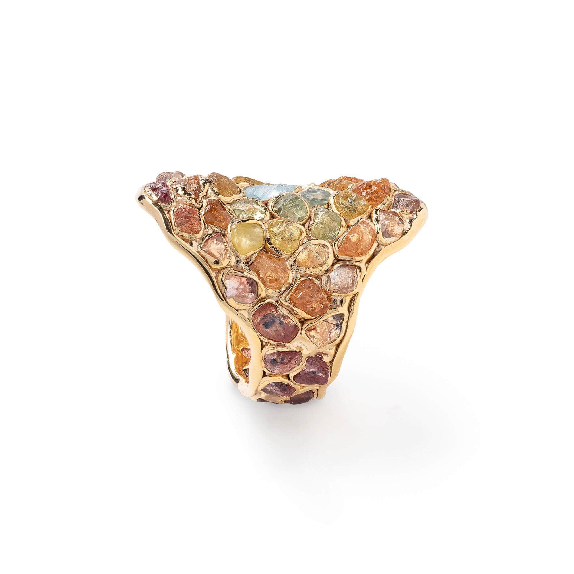 Ere Rough Aquamarine and Rough Spessartine Garnet Ring