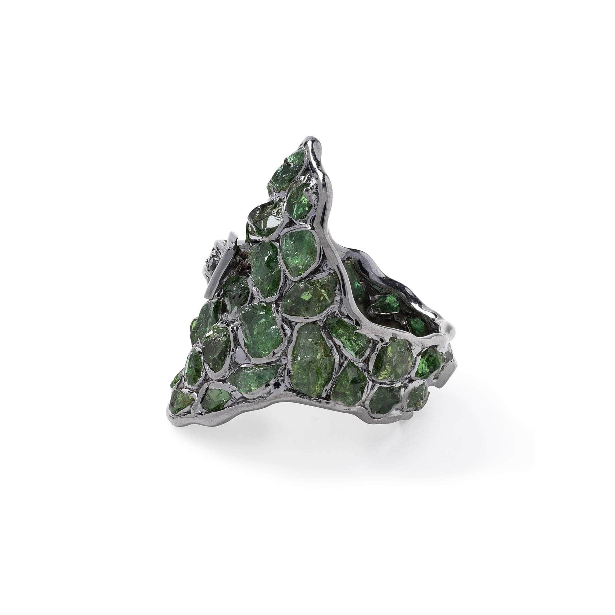 Chaza Rough Chrome Diopside and Spinel Ring GERMAN KABIRSKI