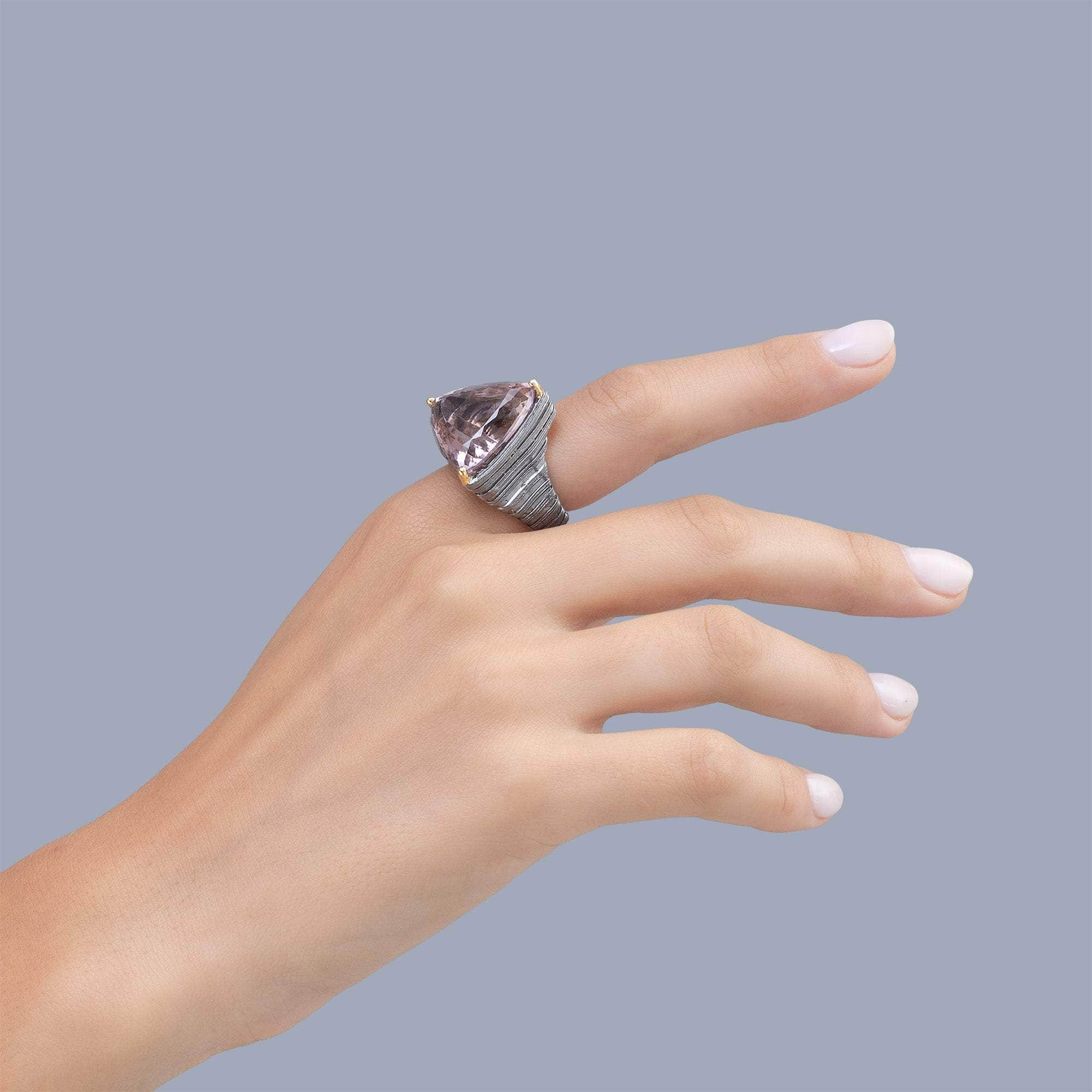 Iotaa Singular Statement Ring with Trillion-Cut Amethyst