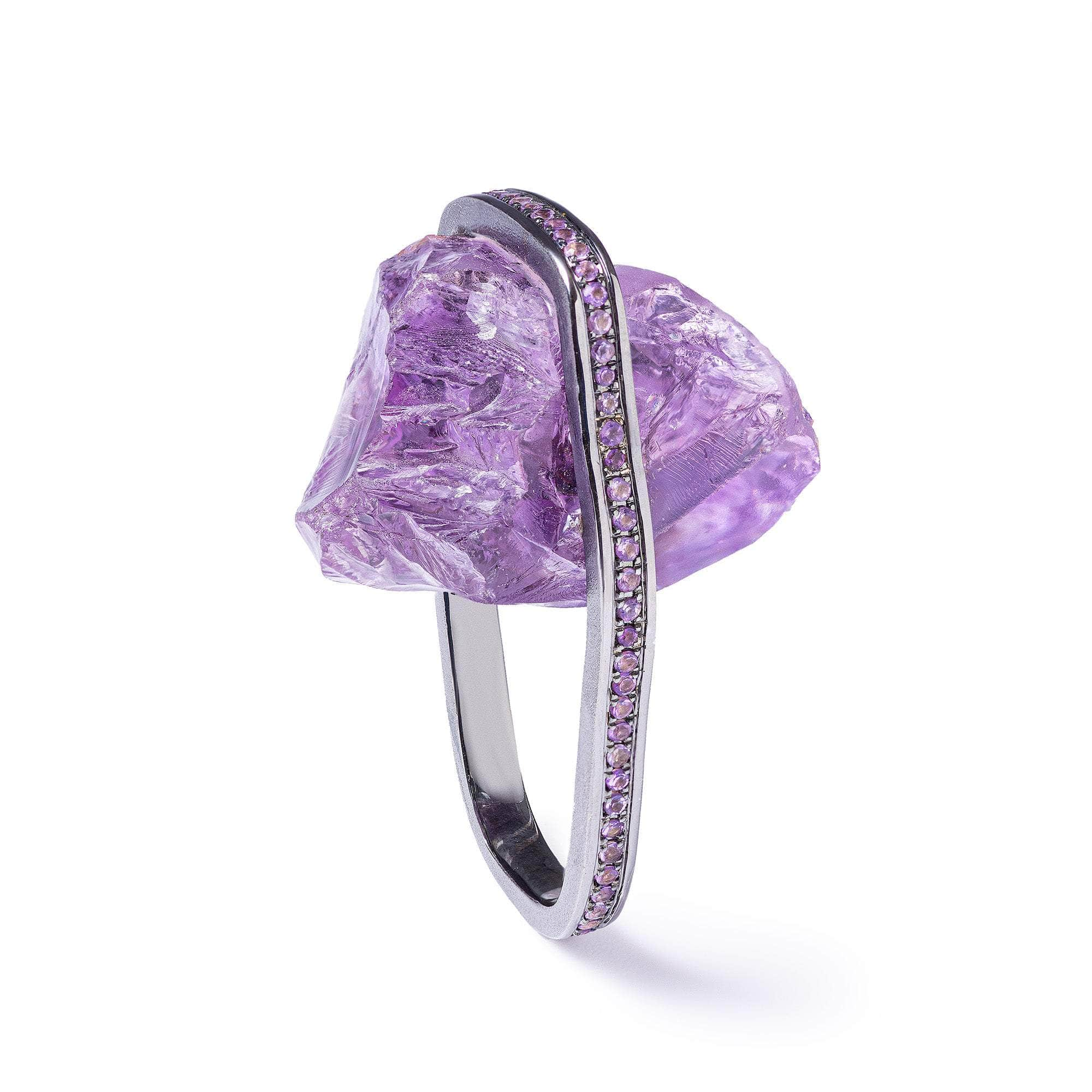 Persephone Rough Amethyst and Amethyst Ring GERMAN KABIRSKI