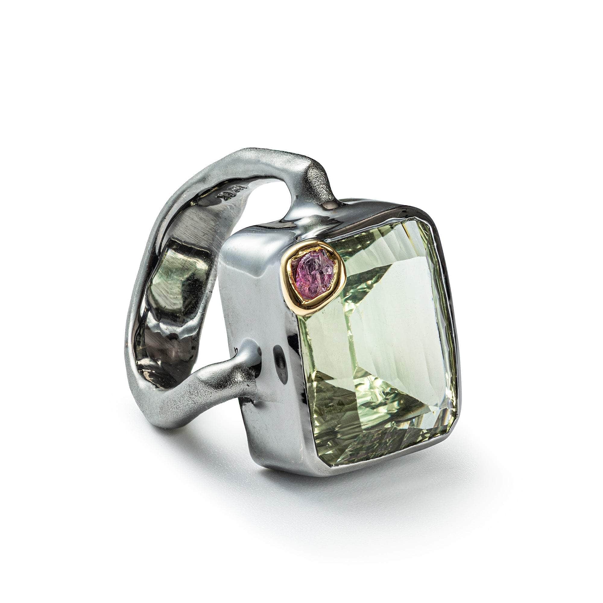 Tagus Amethyst and Rough Ruby Ring