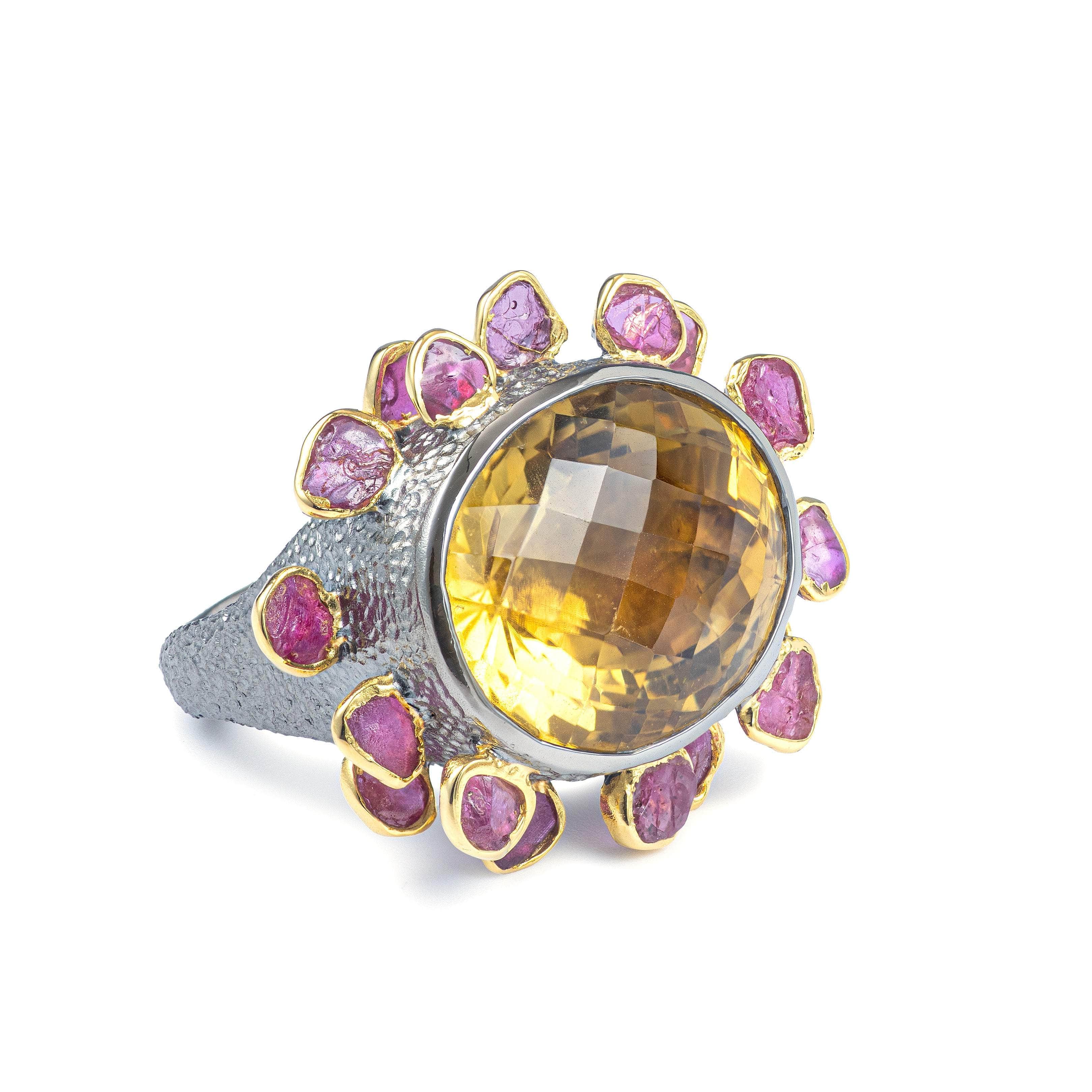 Blaiz Citrine and Rough Ruby Ring