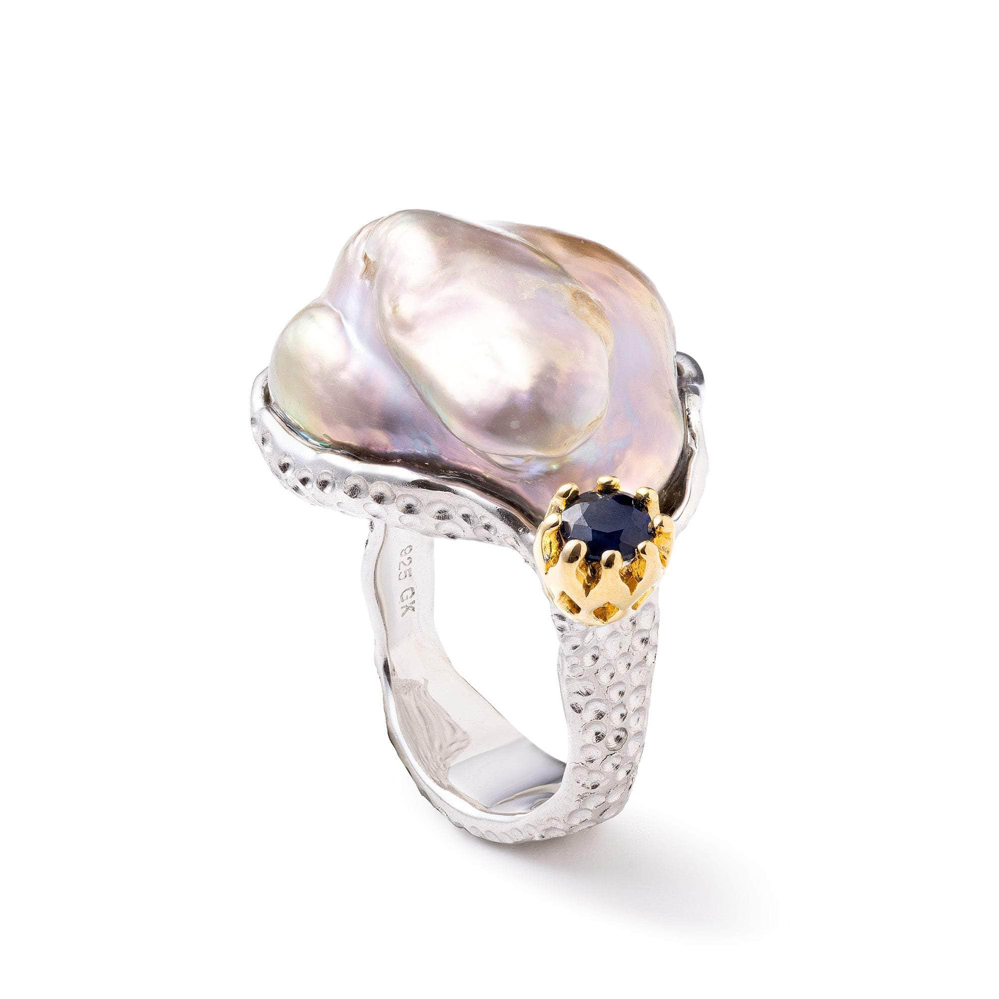 Salween Baroque Pearl and Sapphire Ring GERMAN KABIRSKI