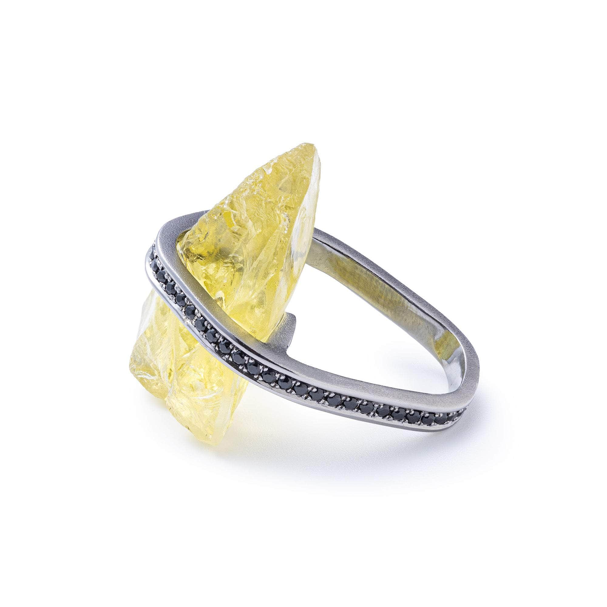 Ayin Rough Lemon Quartz and Spinel Ring GERMAN KABIRSKI