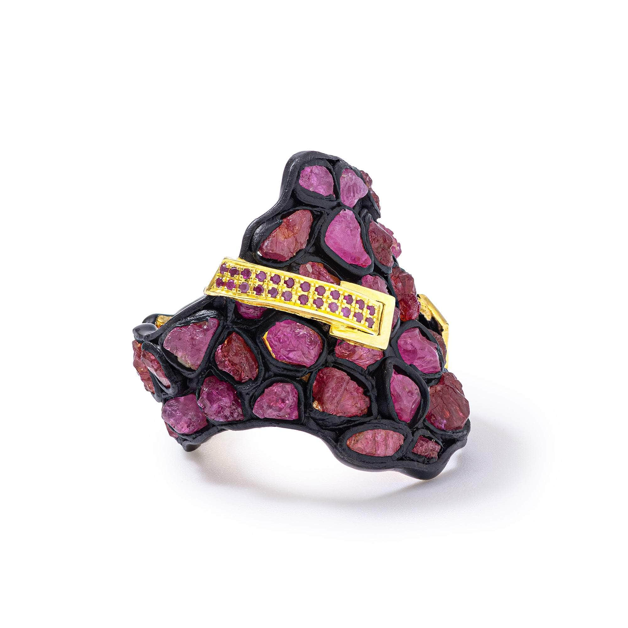 Brut Rough Ruby and Ruby Ring GERMAN KABIRSKI