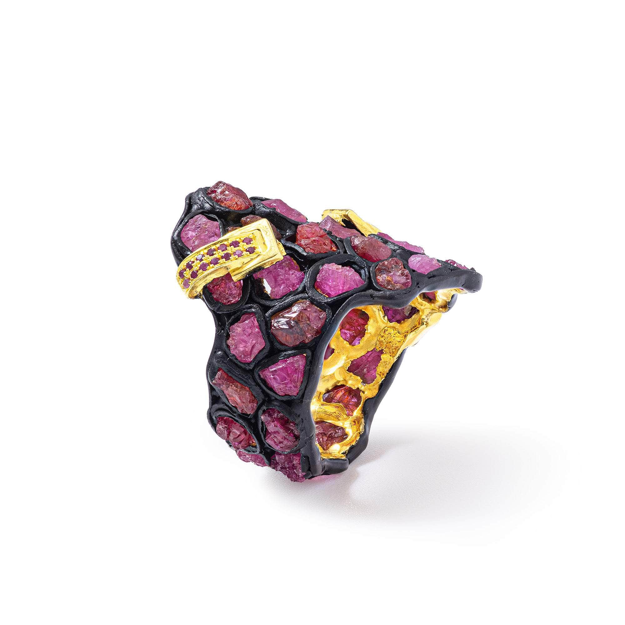 Brut Rough Ruby and Ruby Ring GERMAN KABIRSKI