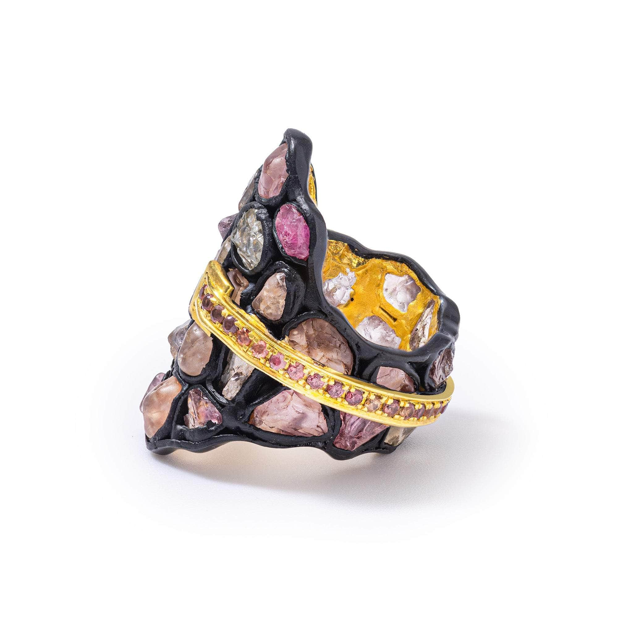 Pachad Rough Spinel and Sapphire Ring GERMAN KABIRSKI