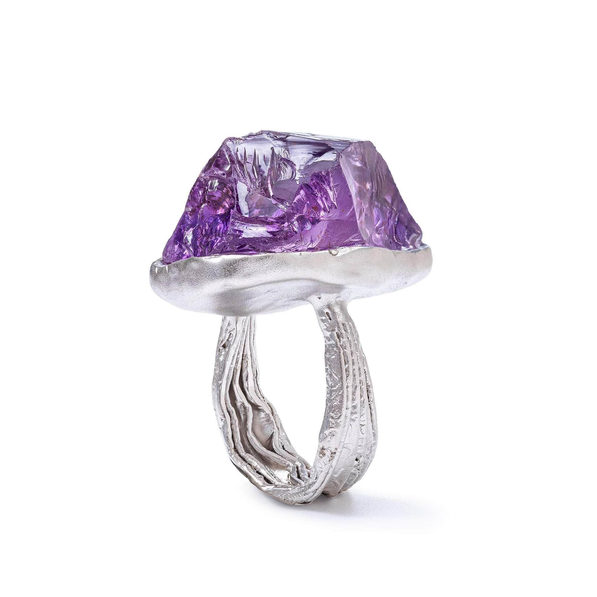 Antares Rough Amethyst and Sapphire Ring
