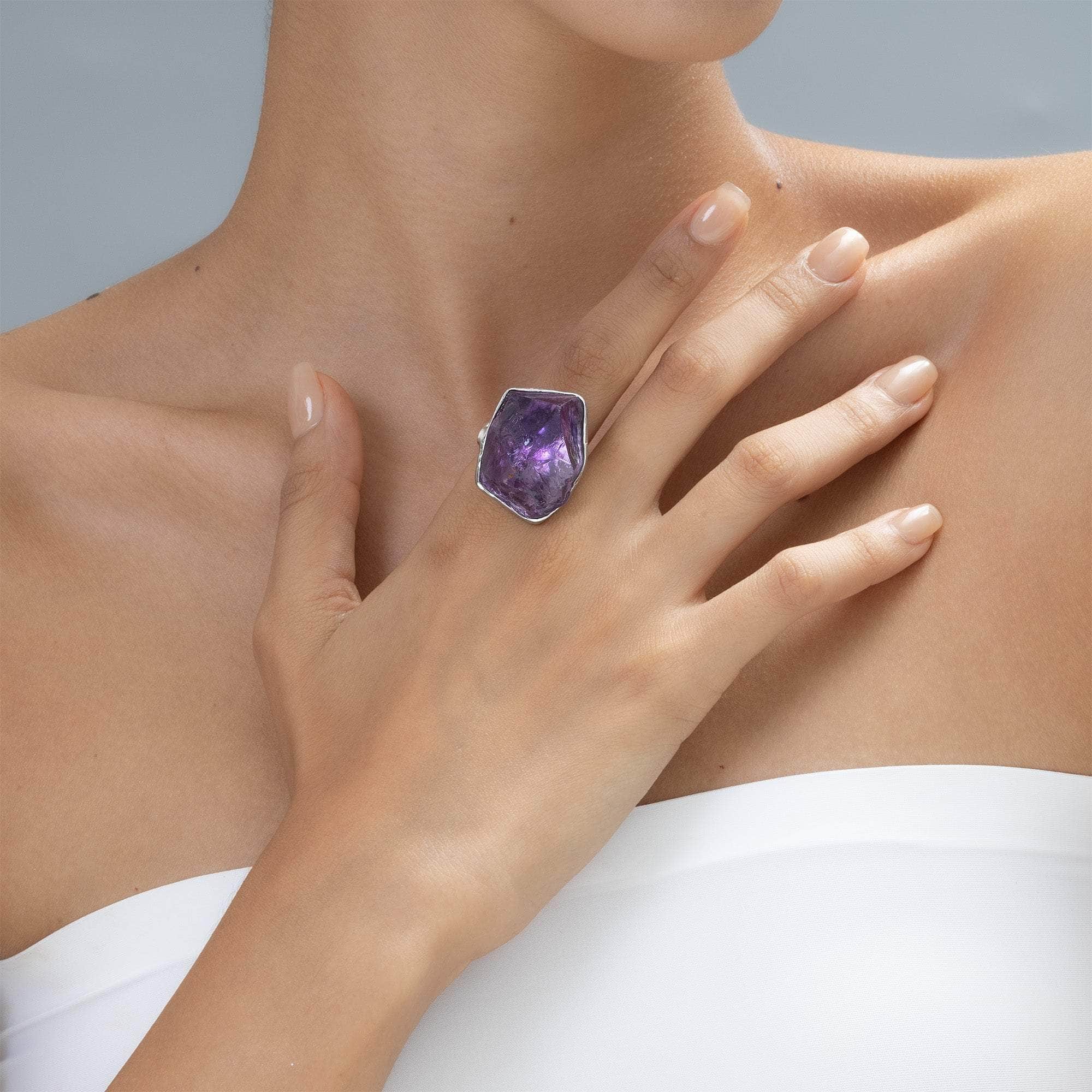 Antares Rough Amethyst and Sapphire Ring