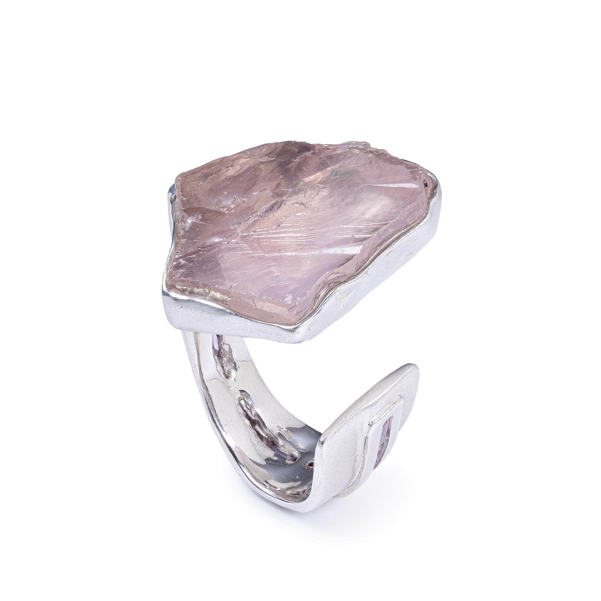 Chara Rough Rose Quartz and Sapphire Ring GERMAN KABIRSKI