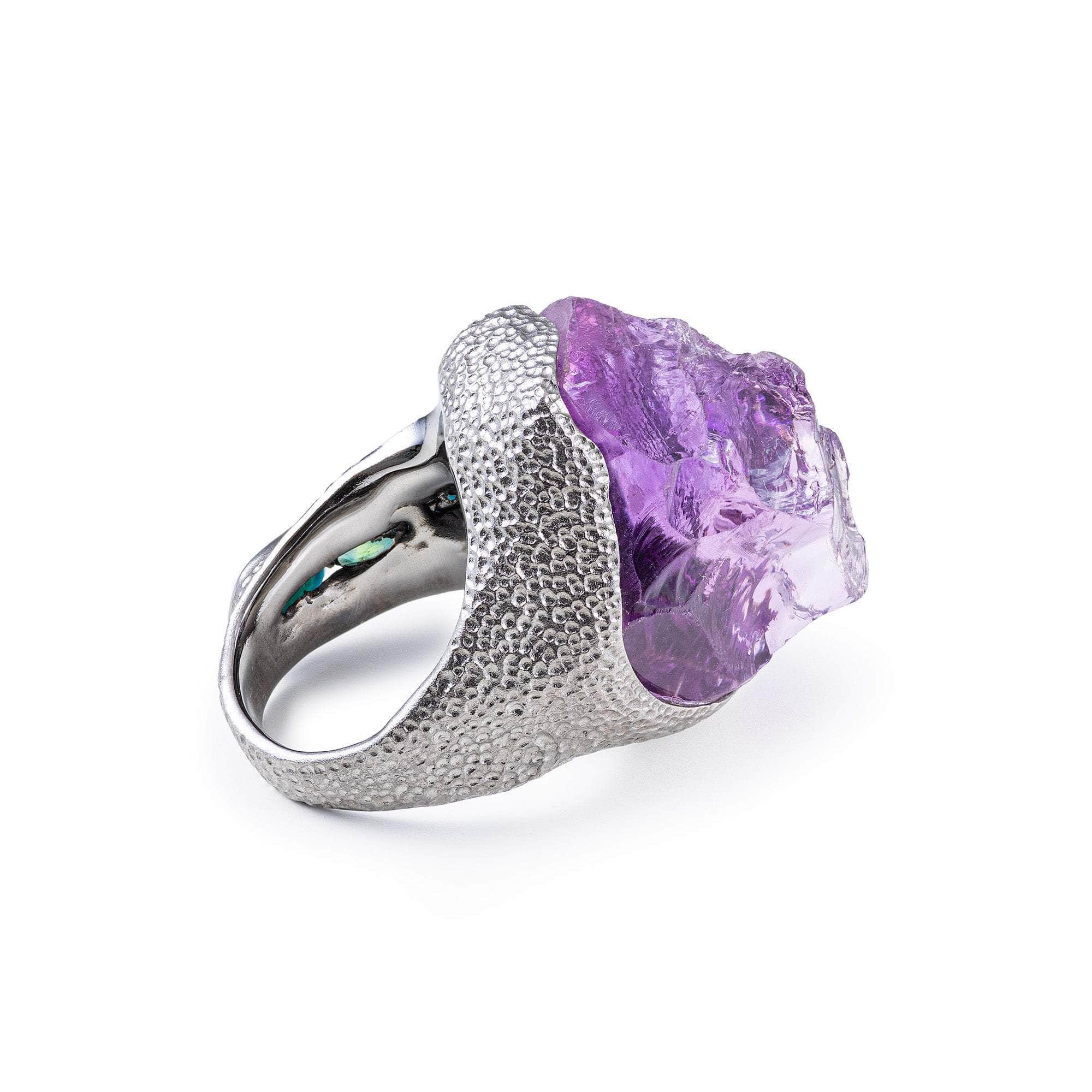 Denebola Rough Amethyst and Sapphire Ring GERMAN KABIRSKI