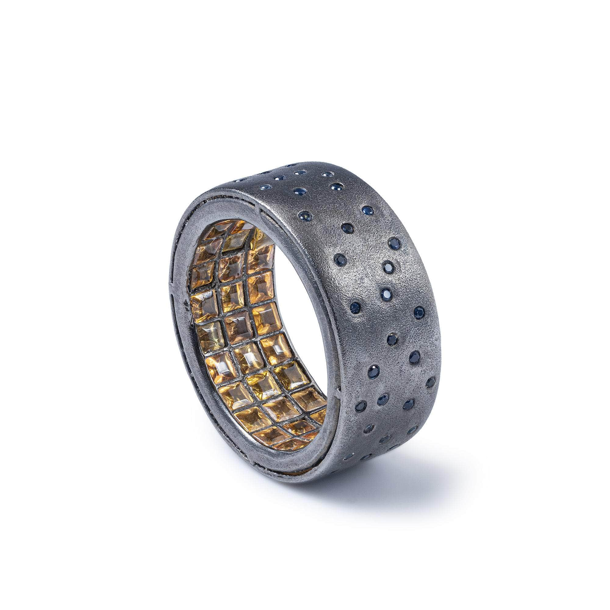 Hoia Singular Edition Egoist 925 Silver Ring with Yellow & Blue Sapphires