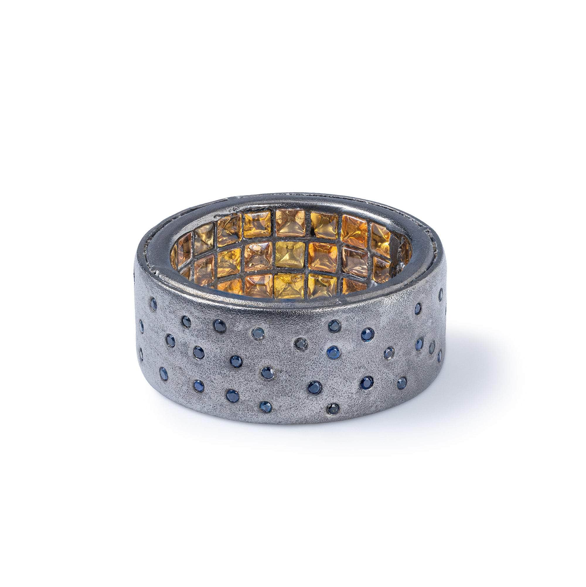 Hoia Singular Edition Egoist 925 Silver Ring with Yellow & Blue Sapphires