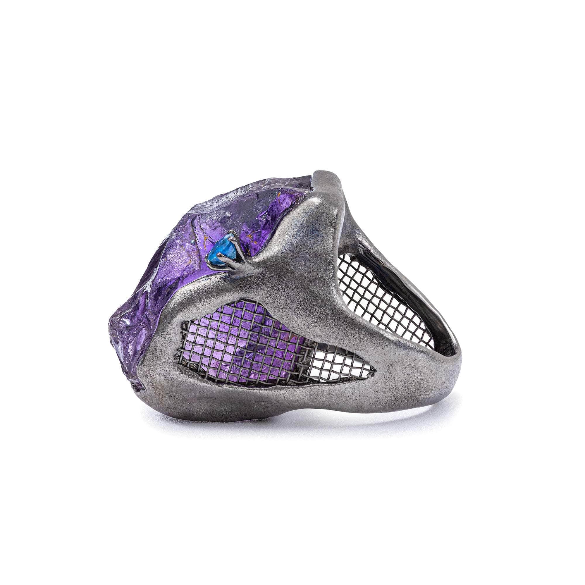 Harri Rough Amethyst and Sapphire Ring