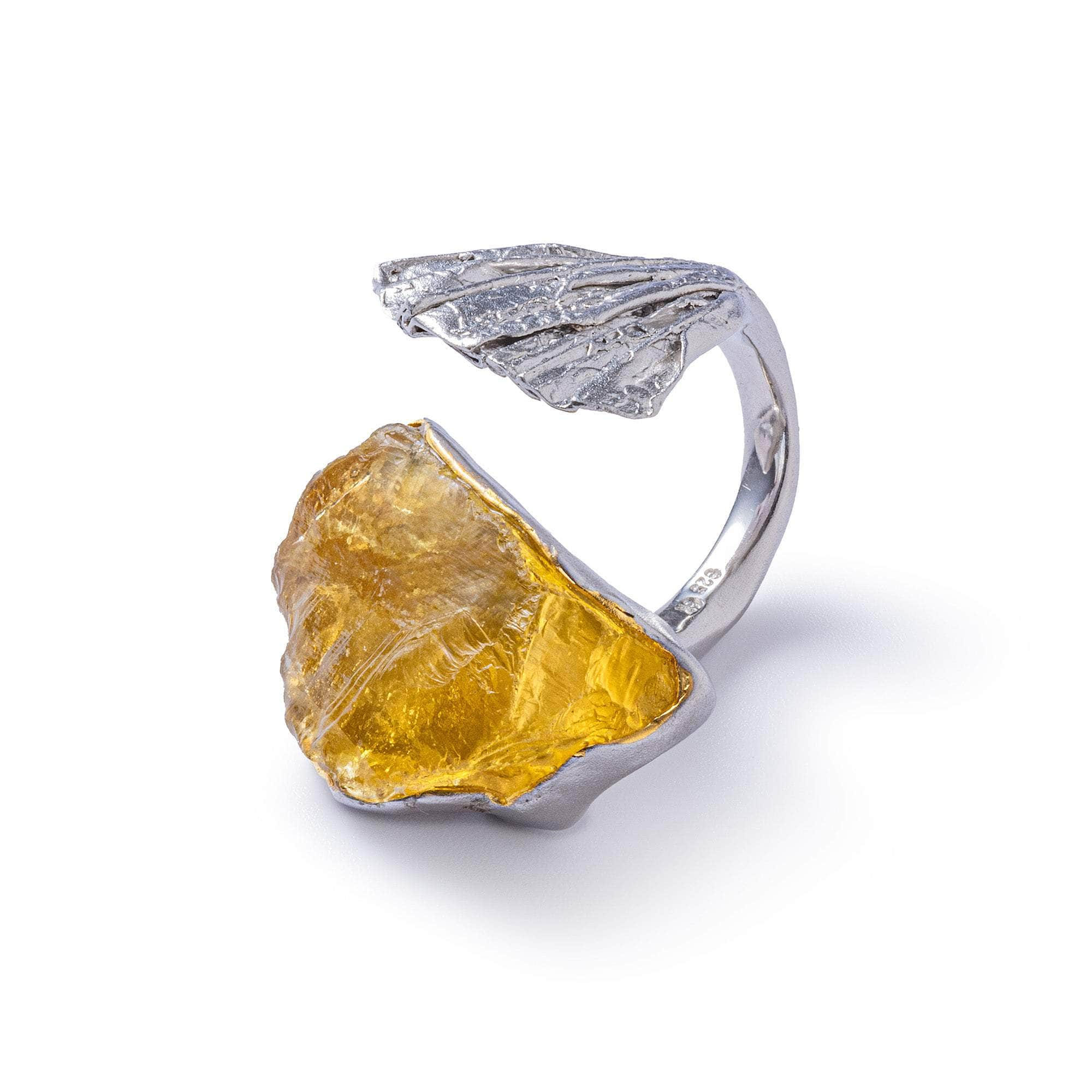 Sonne Rough Lemon Quartz Ring GERMAN KABIRSKI