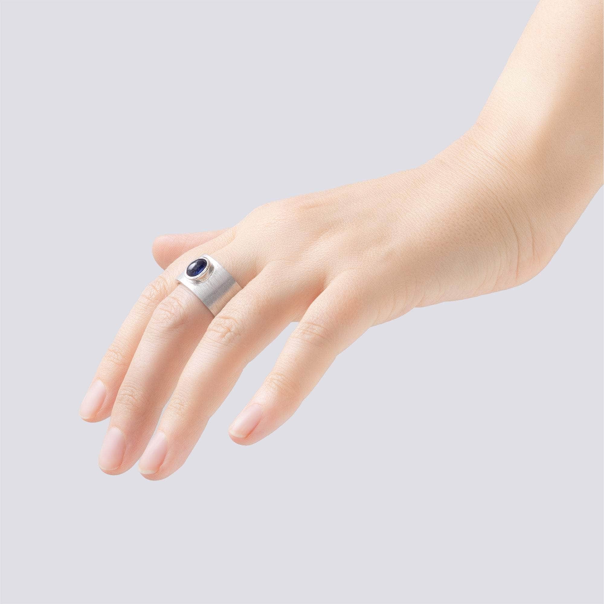 Monarch One of a Kind Statement Ring in Sterling Silver with Blue Sapphire Crown & Hidden Blue Sapphires Inside the Band