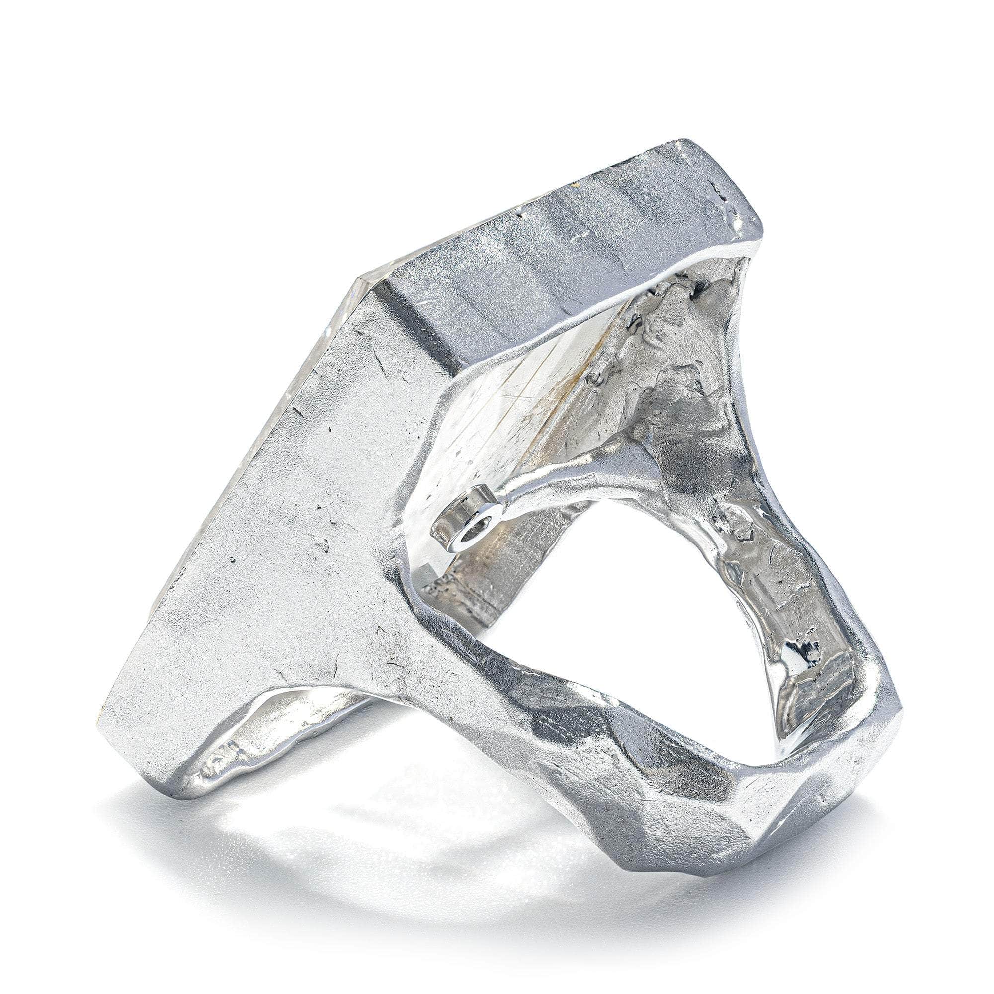 Eir One-of-a-Kind Statement Ring in 925 Silver with Actinolite Quartz & Diamond Accent