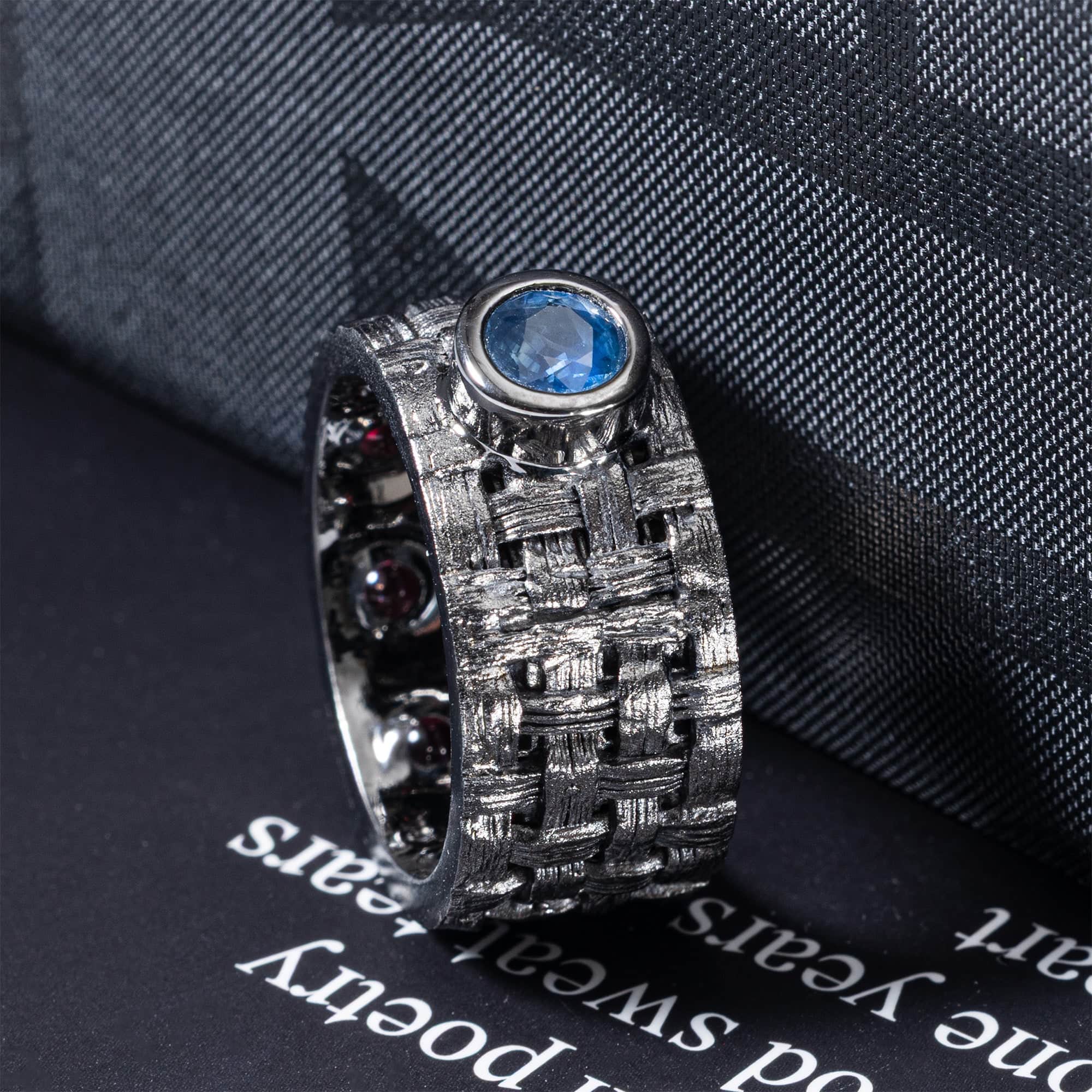 Erebus Singular Edition Egoist 925 Silver Ring with Blue Sapphire & Hidden Ruby