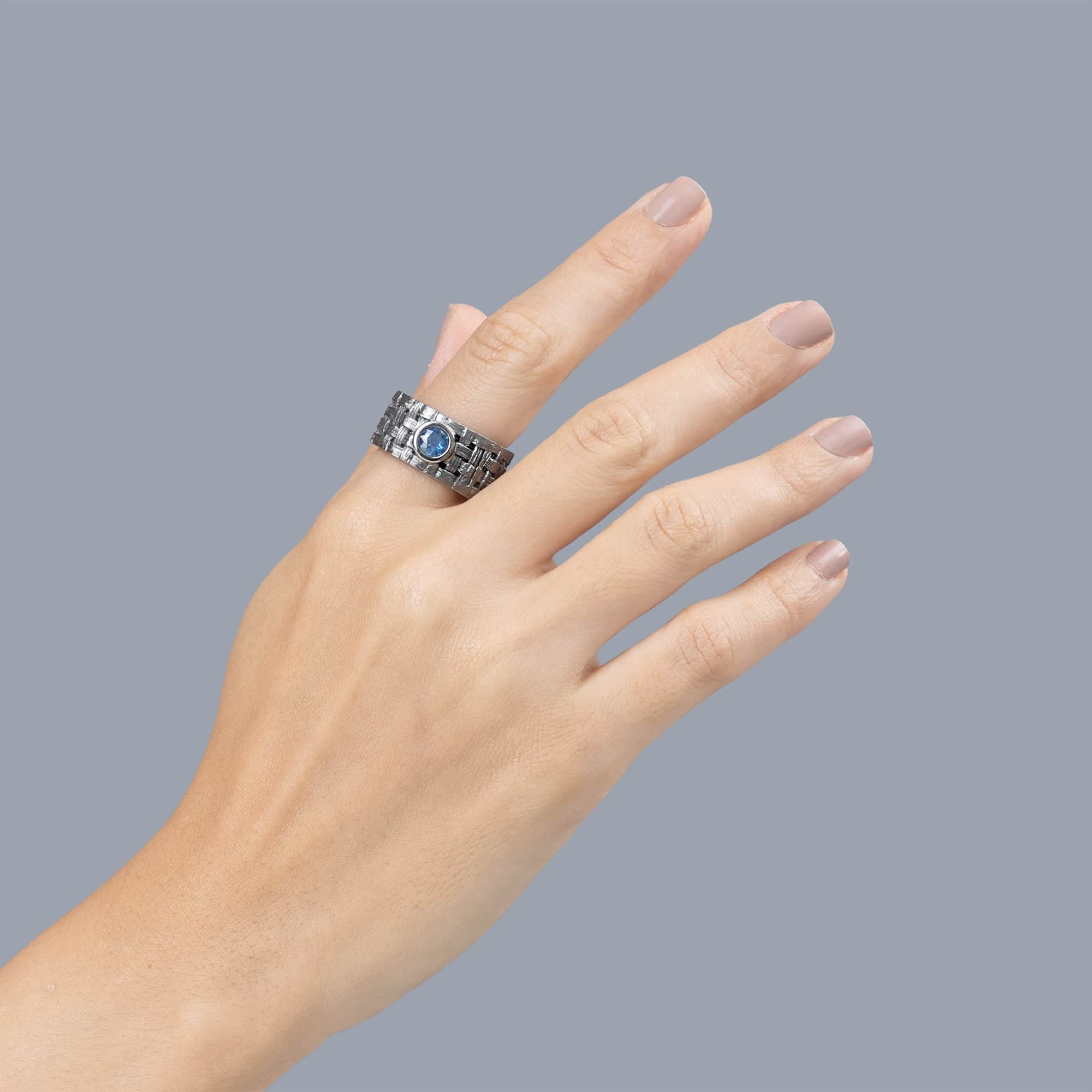 Erebus Singular Edition Egoist 925 Silver Ring with Blue Sapphire & Hidden Ruby