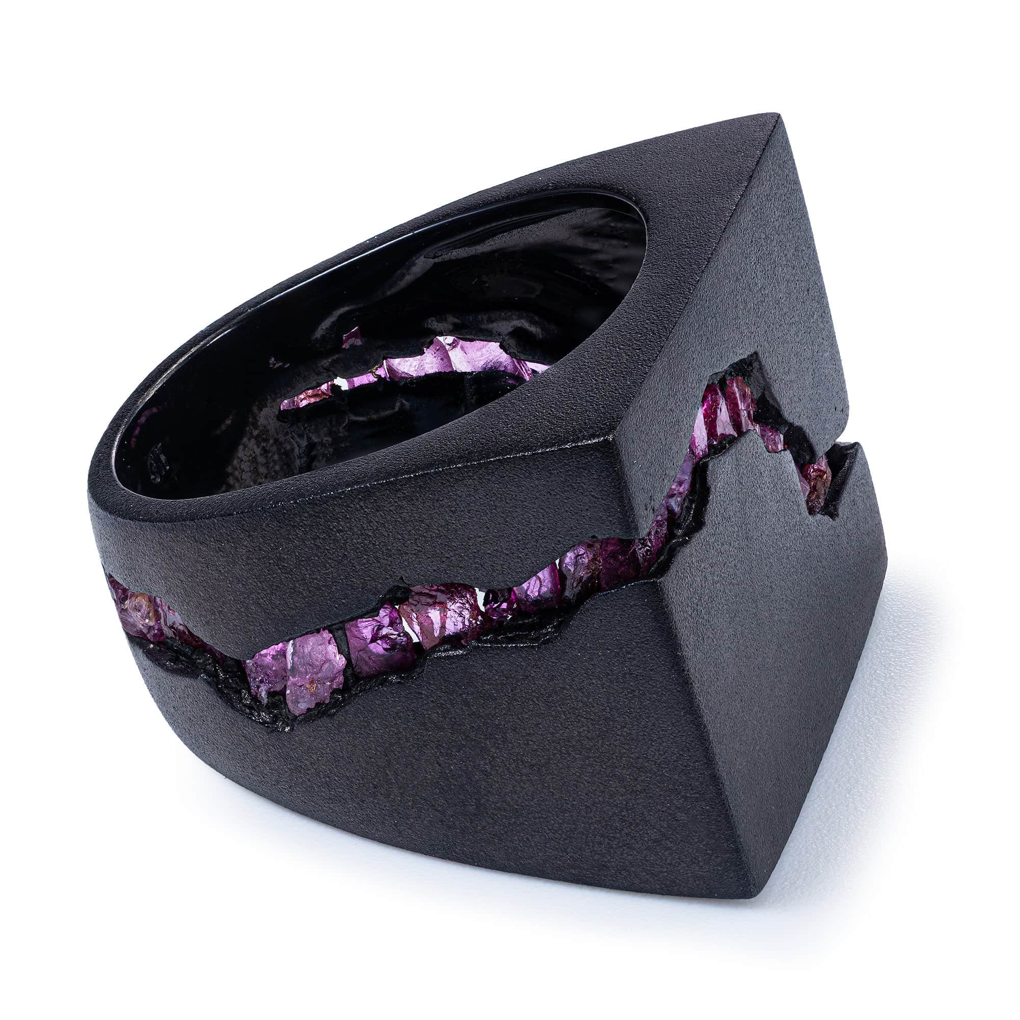 Erebos Singular Edition Silver Ring with Raw Ruby Filled Fracture