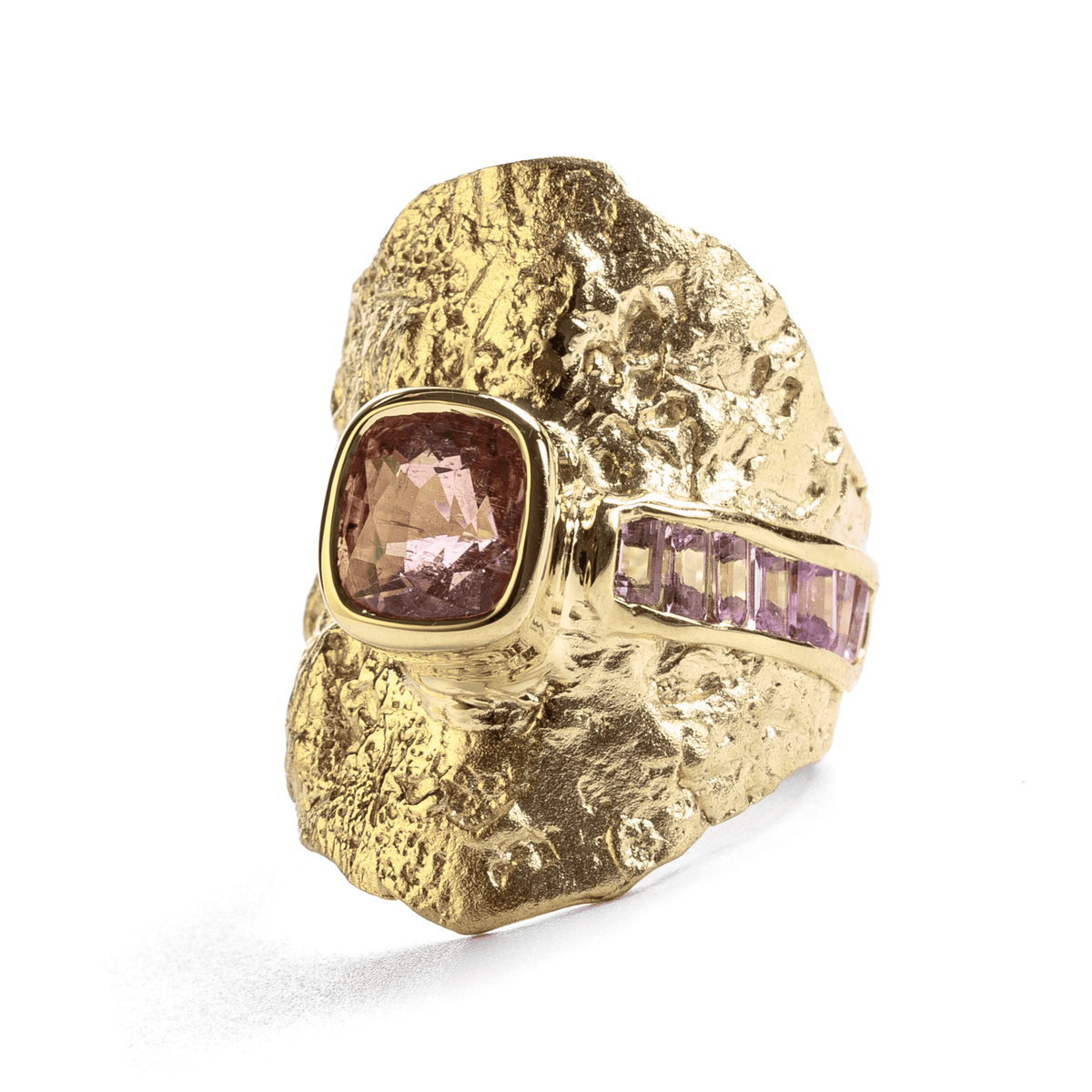 Deva Singular Edition Wide Band Natural Pink Spinel & Pink Sapphire Silver Ring
