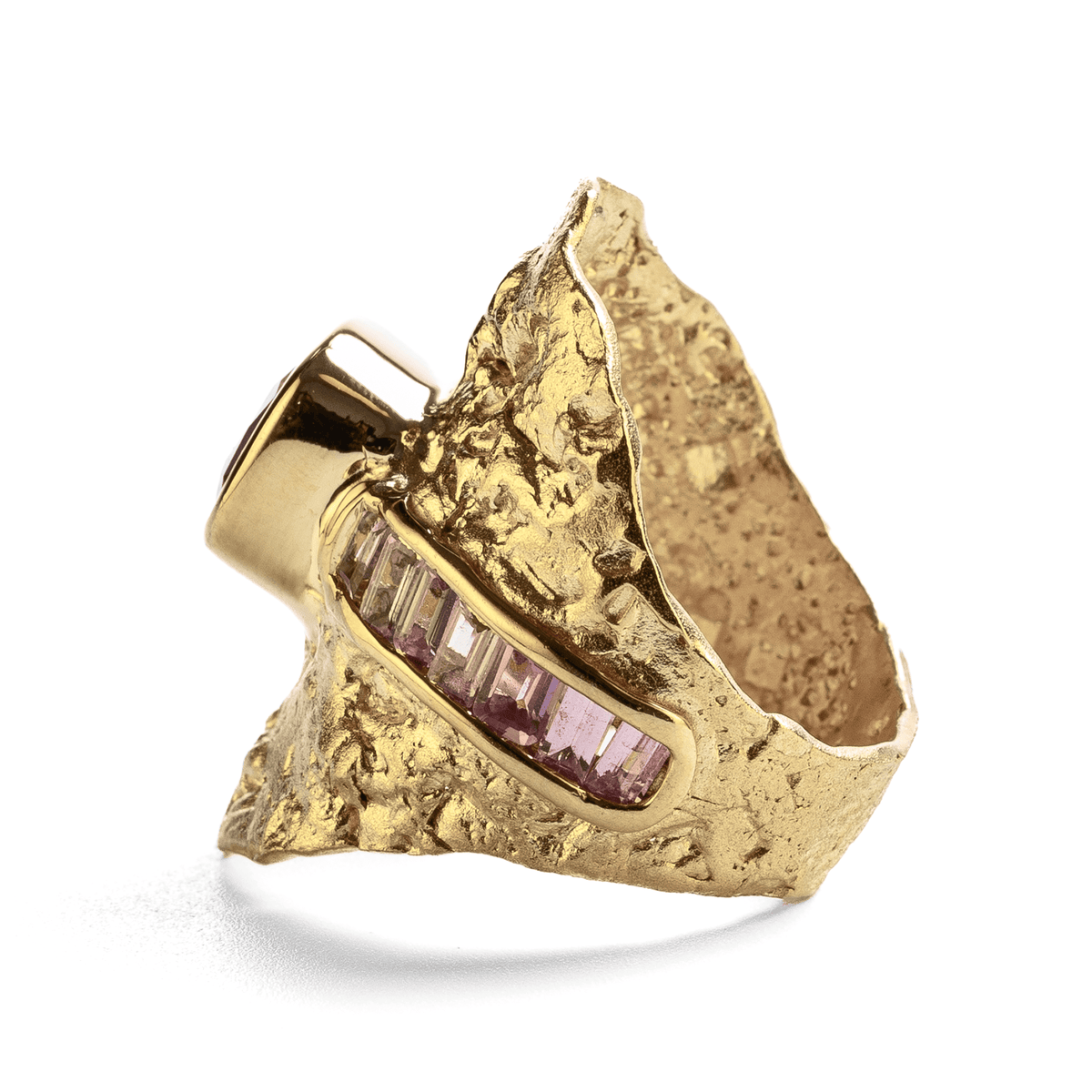 Deva Singular Edition Wide Band Natural Pink Spinel & Pink Sapphire Silver Ring