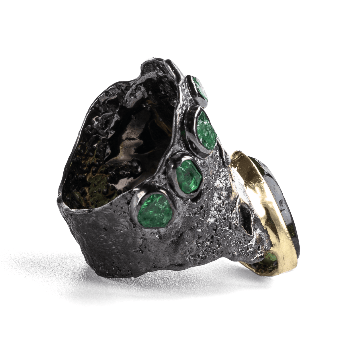 Namru Singular Edition Natural Raw Green Tourmaline Slice Silver Ring