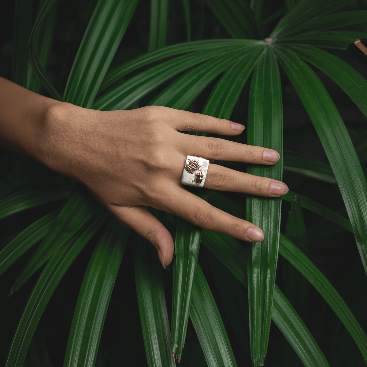 Stesh Singular Edition Signet Natural Raw Ruby Silver Ring