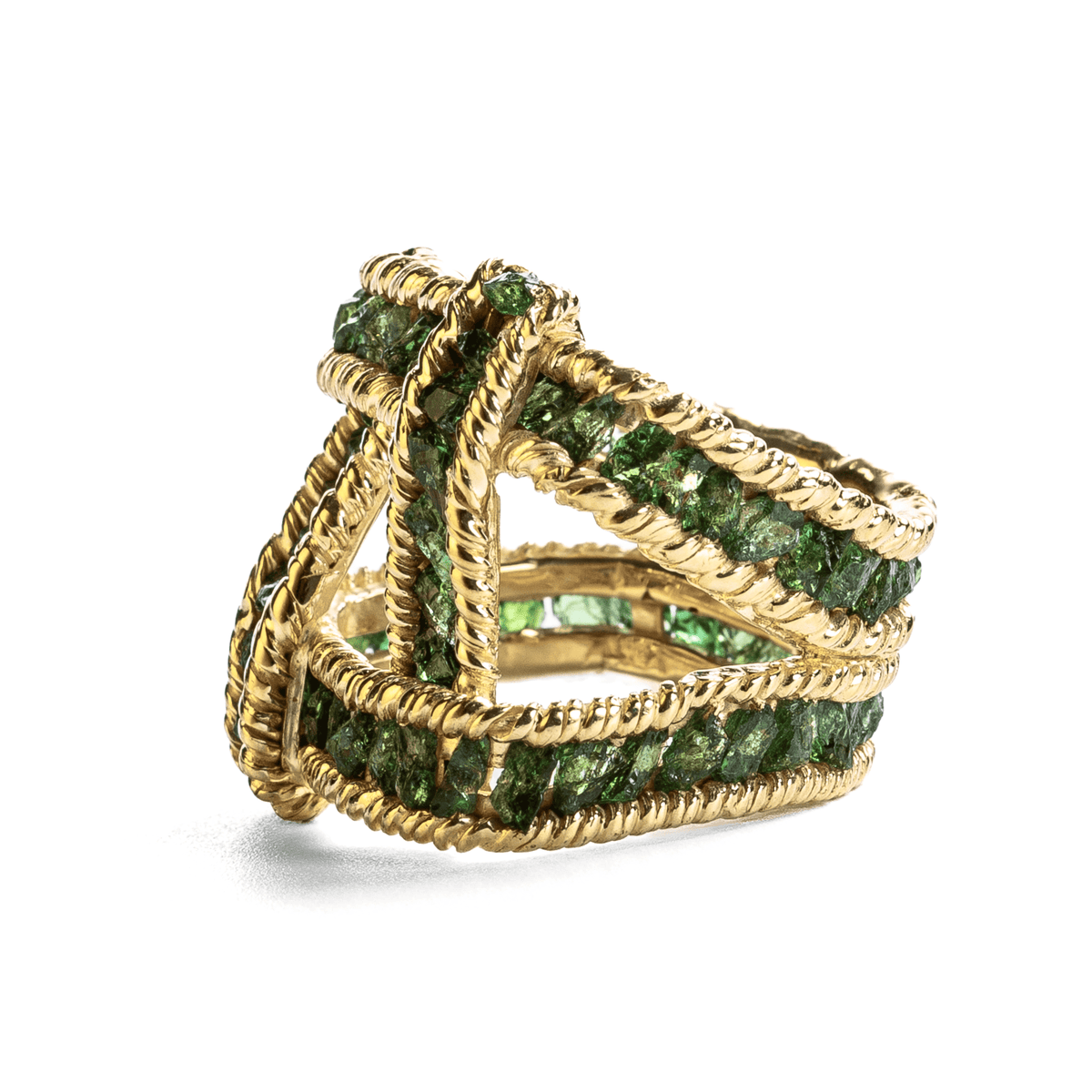 Stauros Singular Edition Natural Raw Tsavorite Silver Ring