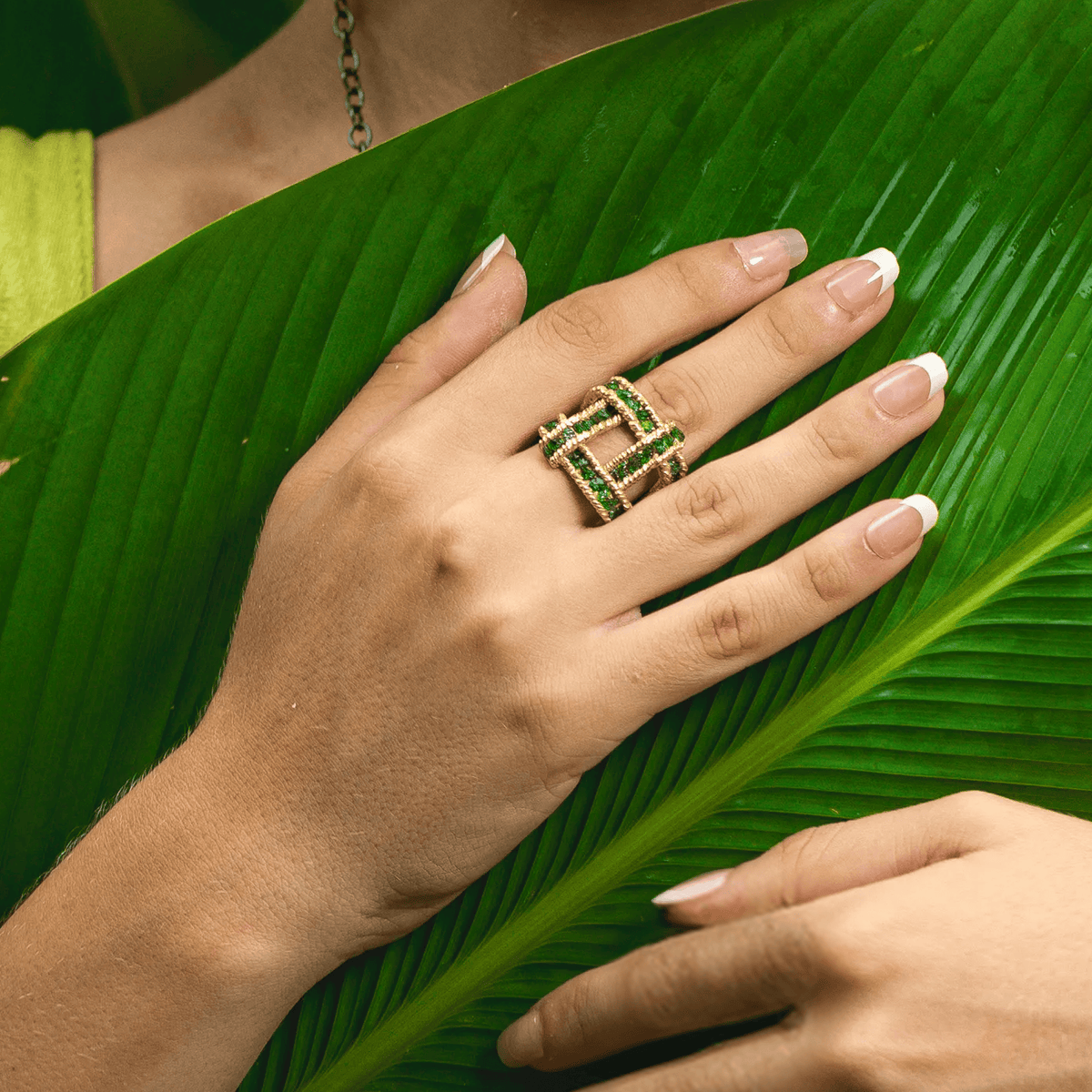 Stauros Singular Edition Natural Raw Tsavorite Silver Ring