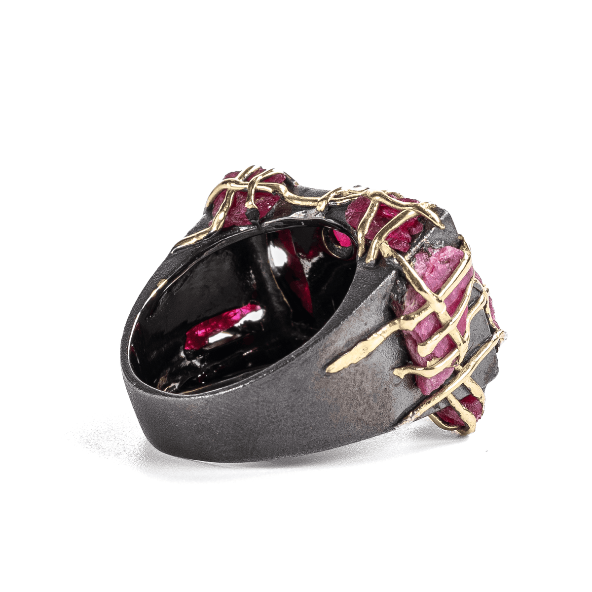 Pyrrhos Singular Edition Natural Raw Ruby Silver Signet Ring