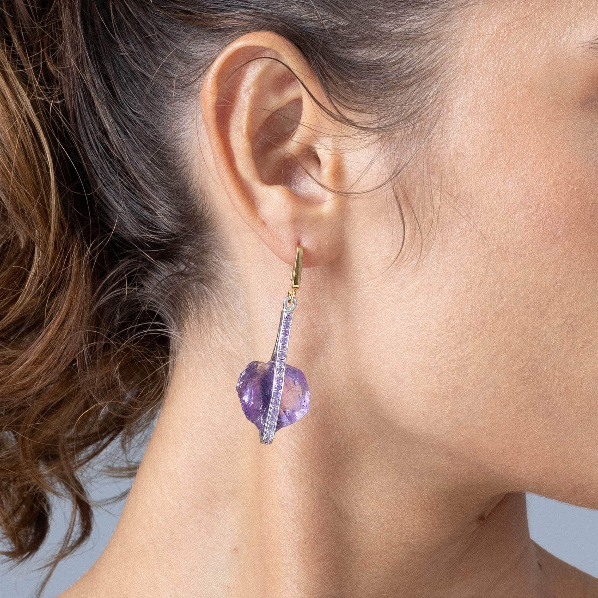 Mawe Rough Amethyst Earrings GERMAN KABIRSKI