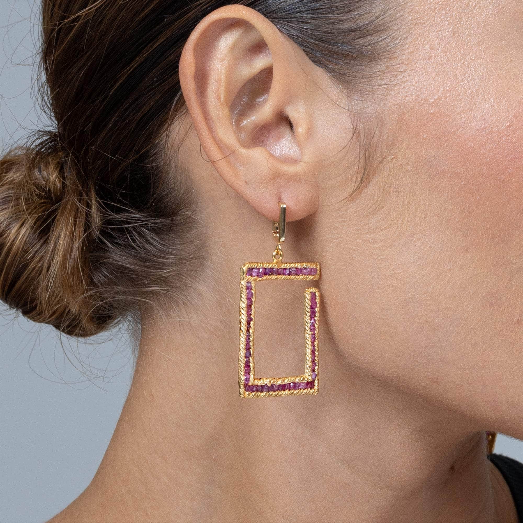 Winkel Rough Ruby Earrings