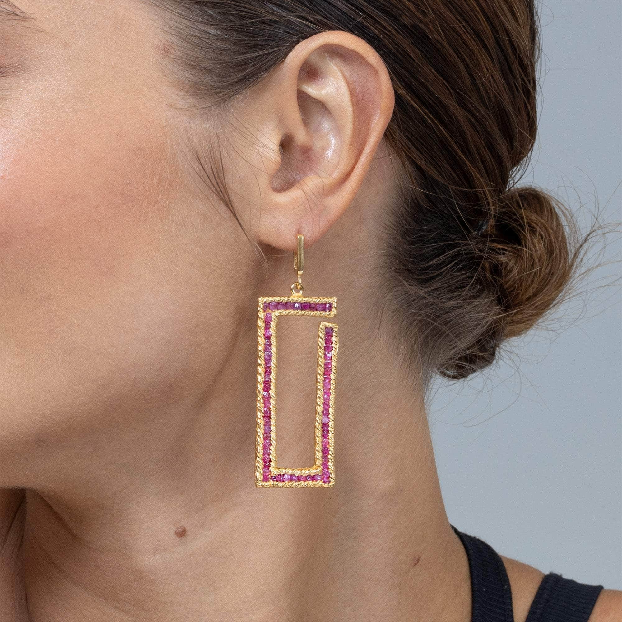 Winkel Rough Ruby Earrings