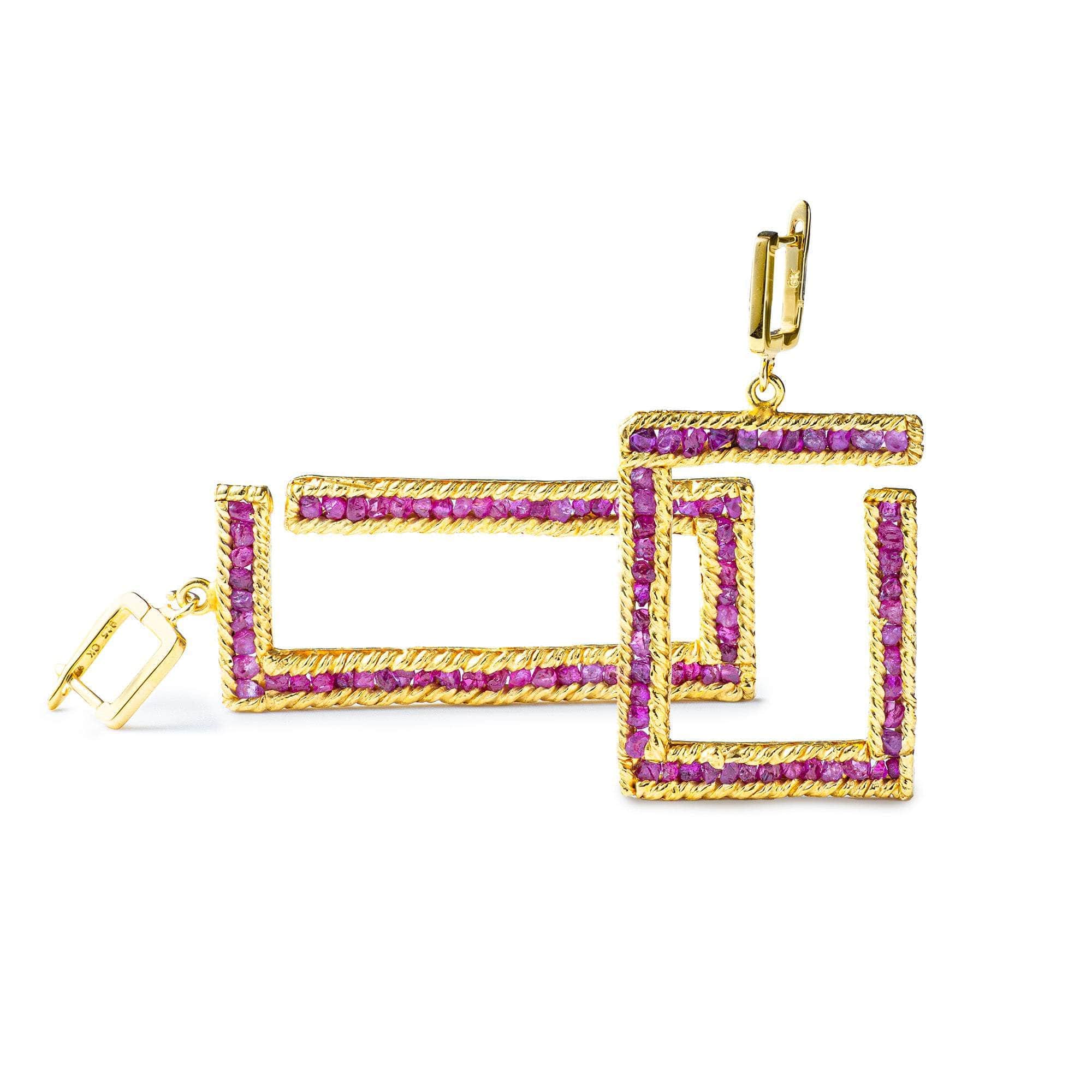Winkel Rough Ruby Earrings