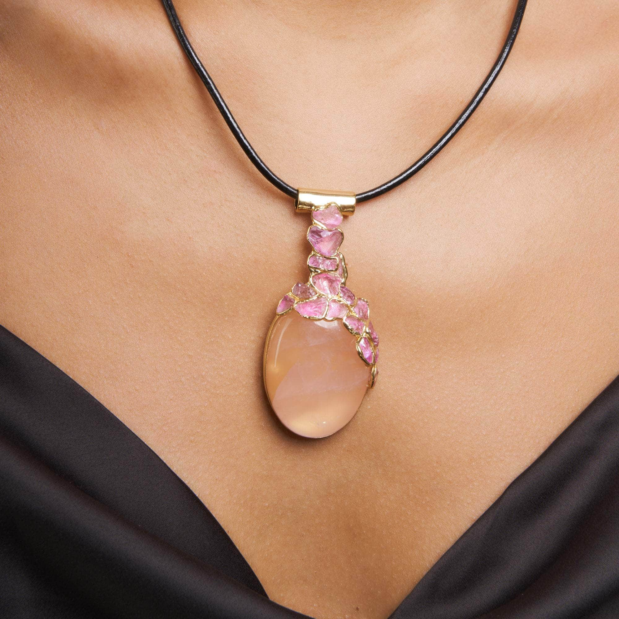 Hayde Rose Quartz and Rough Pink Sapphire Pendant GERMAN KABIRSKI