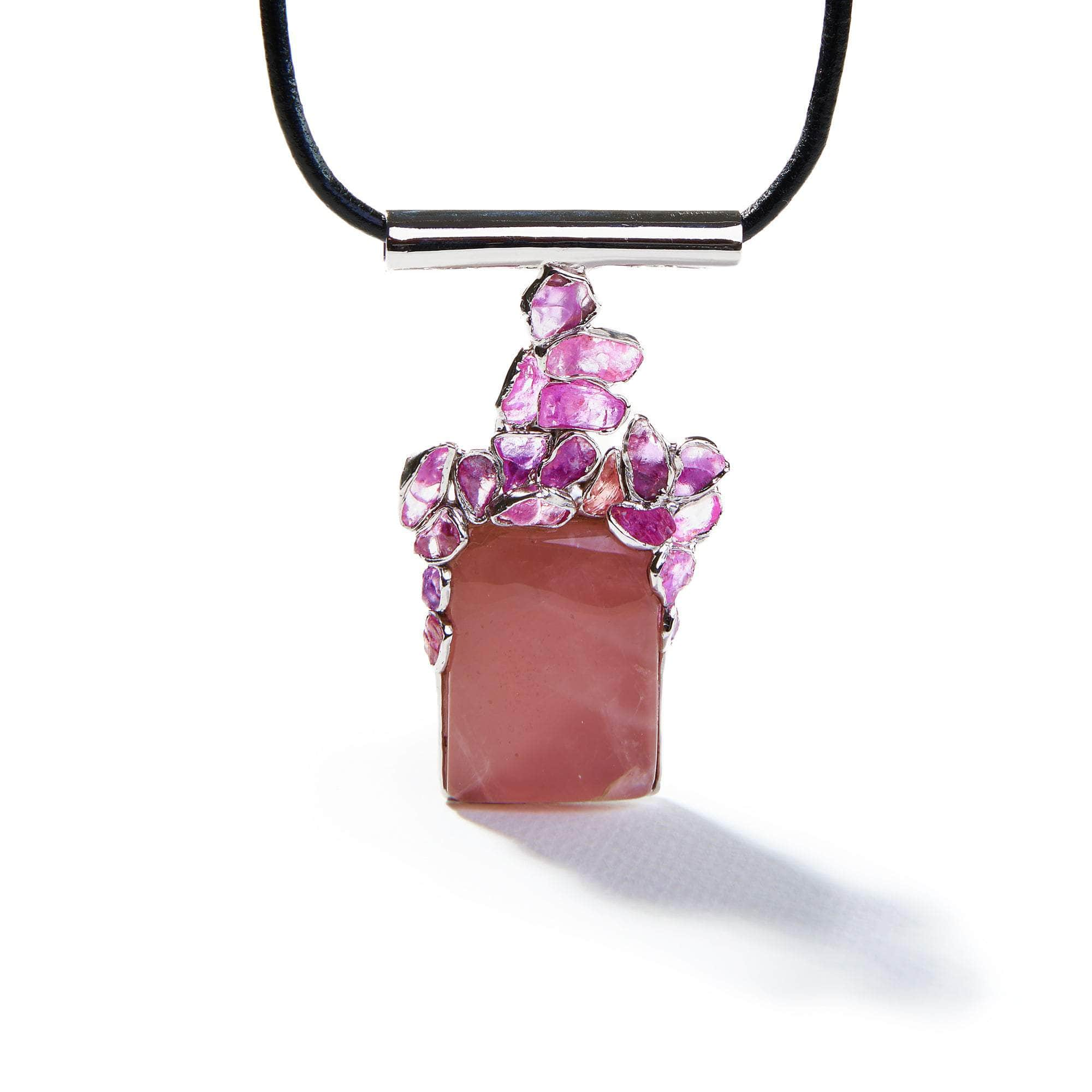 Moros Rose Quartz and Rough Pink Sapphire Pendant GERMAN KABIRSKI