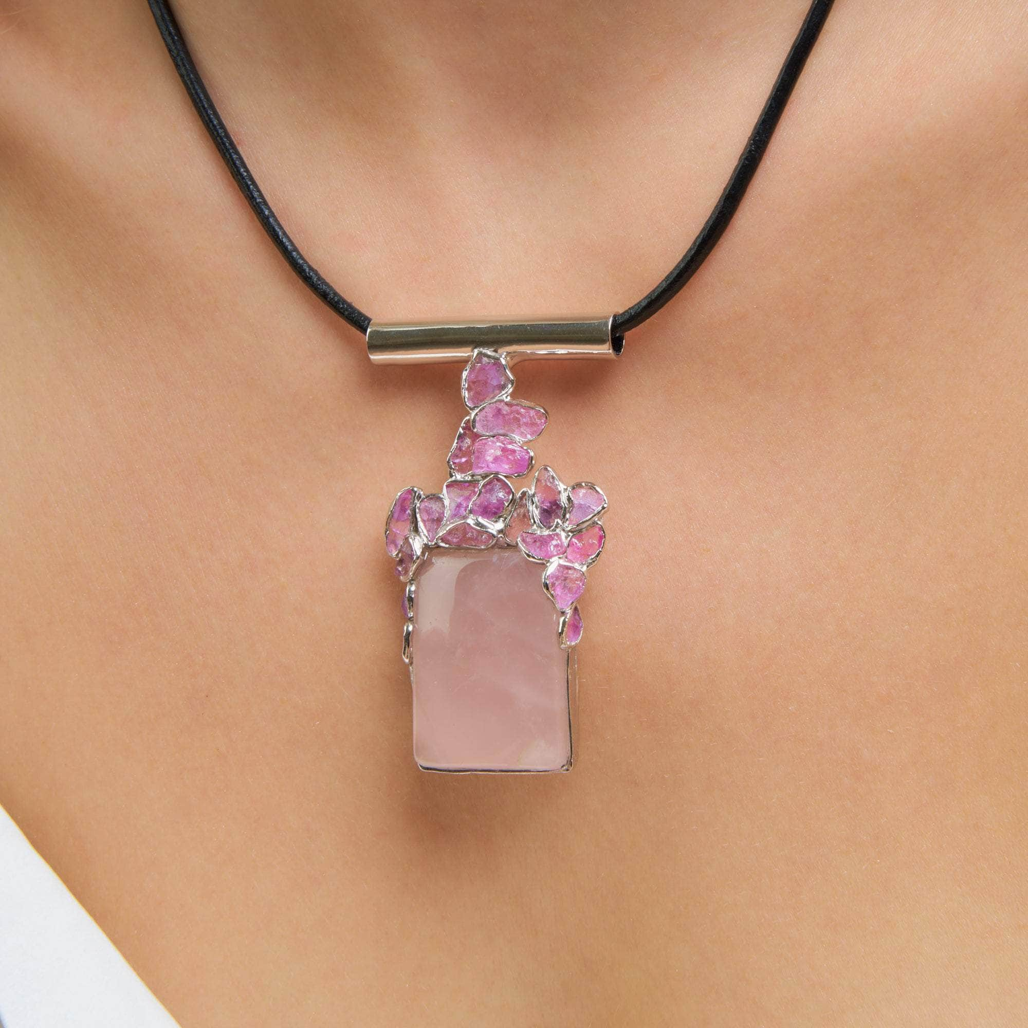 Moros Rose Quartz and Rough Pink Sapphire Pendant GERMAN KABIRSKI