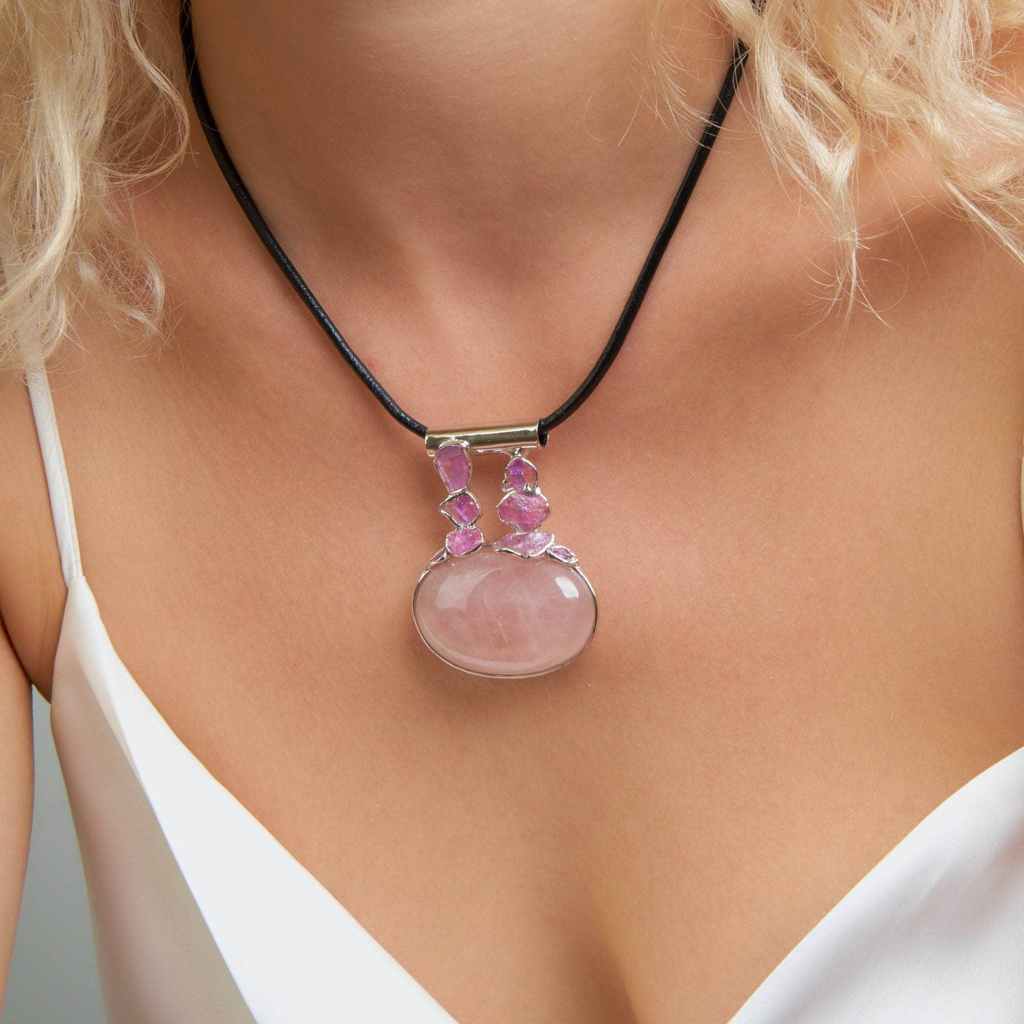 Selan Rose Quartz and Rough Pink Sapphire Pendant GERMAN KABIRSKI